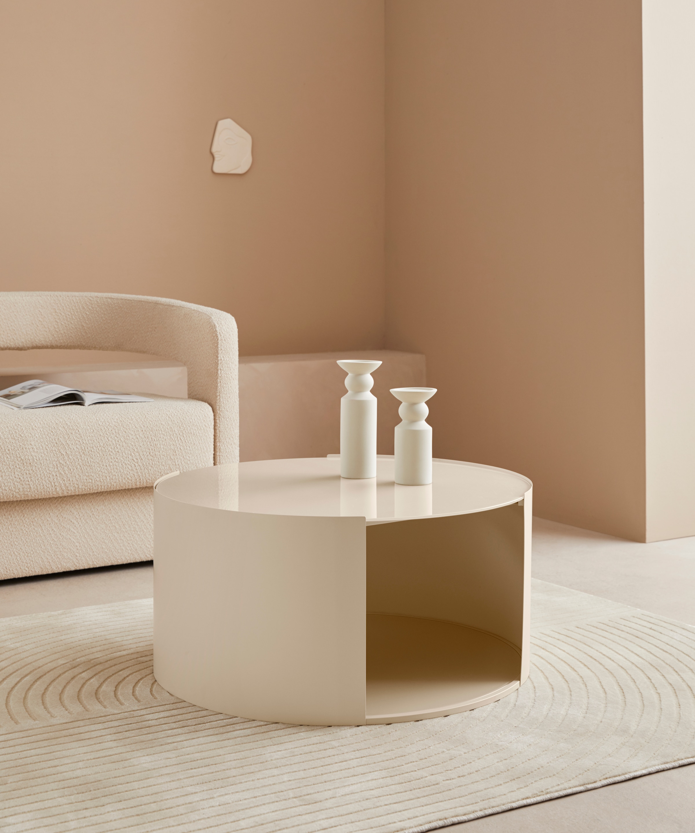 LeGer Home by Lena Gercke Couchtisch »Ivy«, rund, 0,6 cm starke Tischplatte, offenes Fach