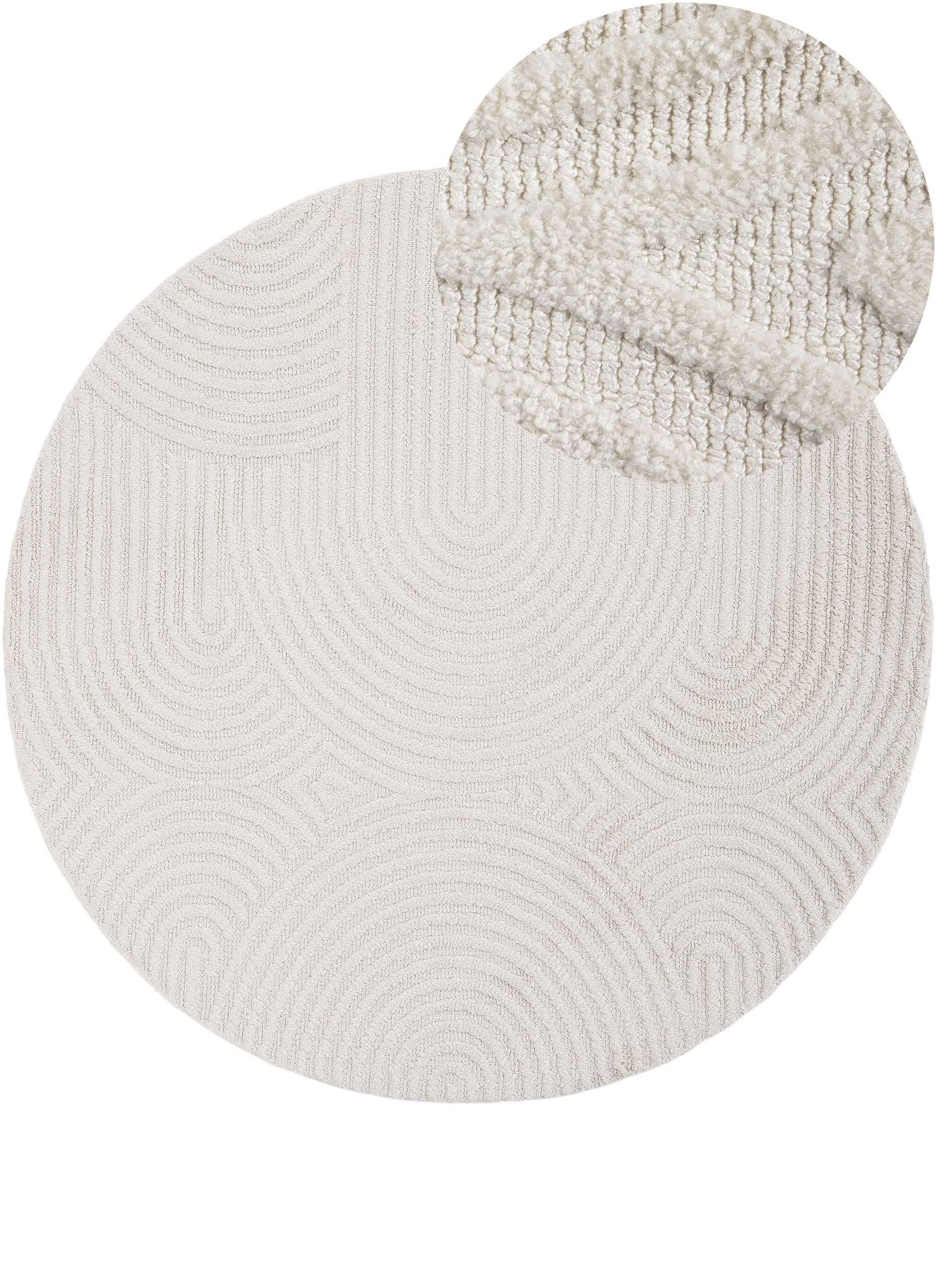 Carpetfine Teppich »Holly Zen 1« rund 12 mm Höhe Hoch-Tief-Effekt, geometrisch, Zeitloses Design, dekoratives Highlight in beige