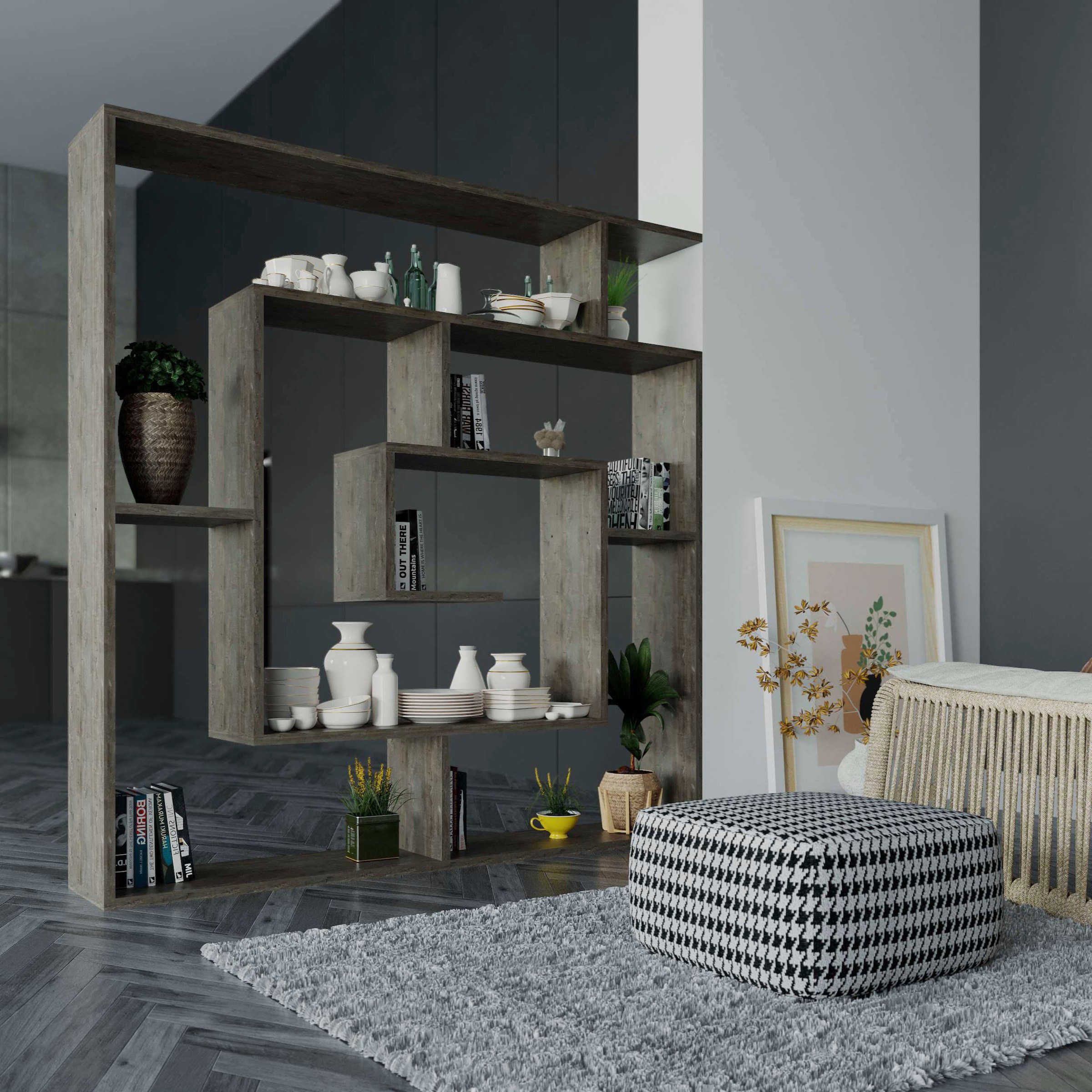 Decortie Bücherregal »Labirent Bücherregal«, (Packung), Leichte Montage, Lagerung, Platzsparend