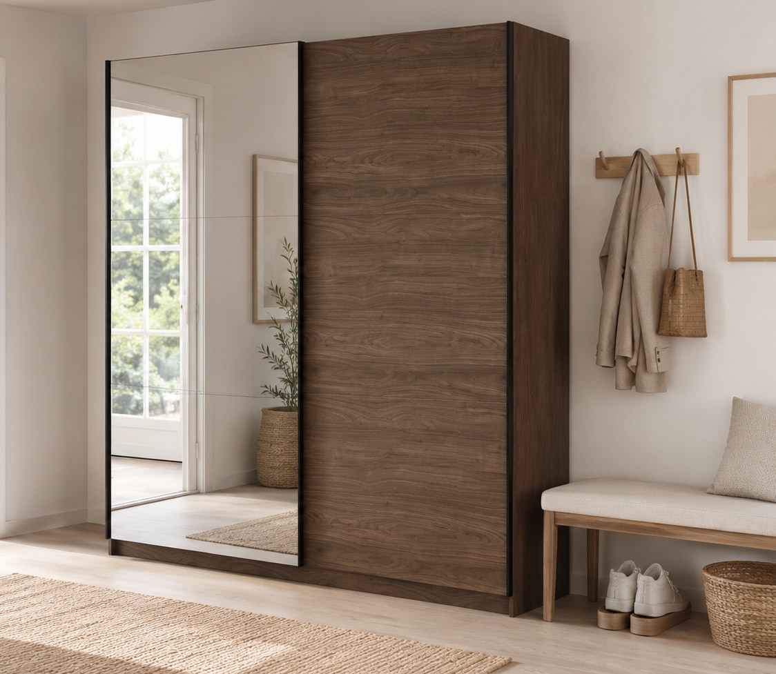 Home affaire Kleiderschrank »MALOJA modern mit viel Stauraum, Fächer & Kleiderstange, Breite 200 cm« Garderobe mit 2 Schiebetüren, mit Spiegel, erhältlich in 2 Farben