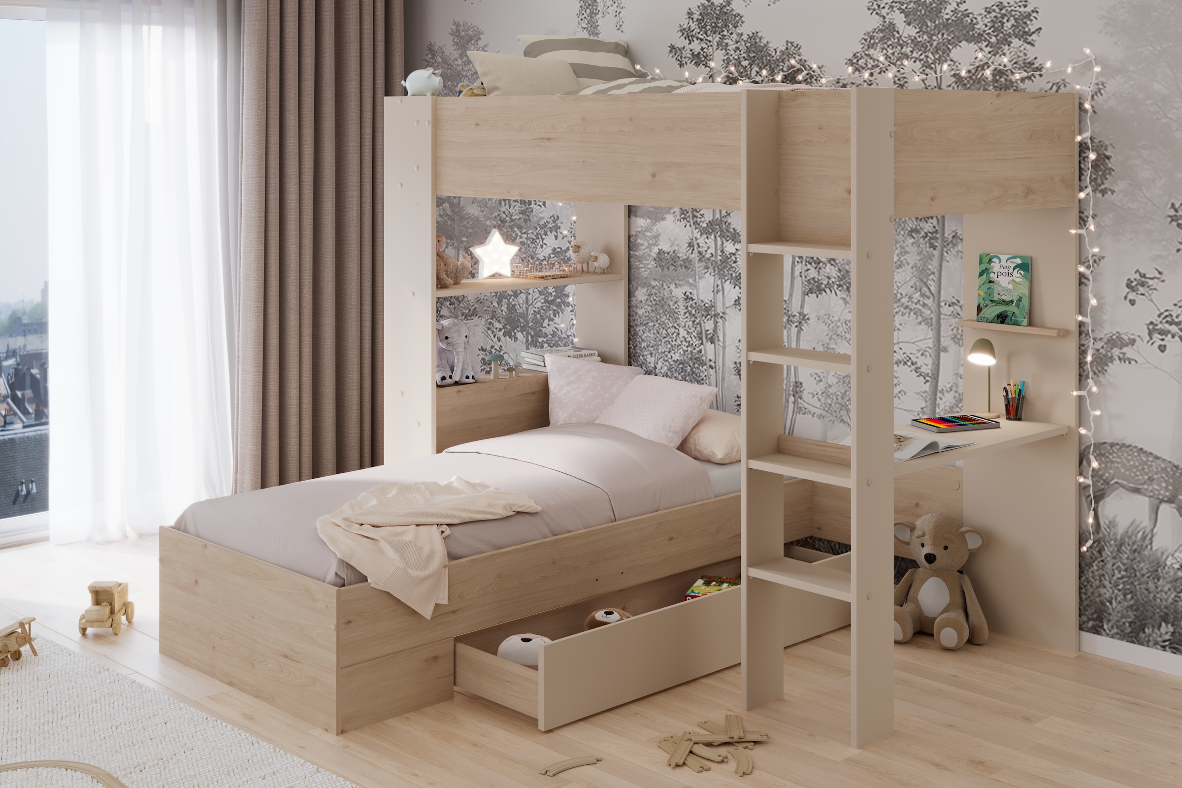 Parisot Etagenbett »Oasis 1« Set,  4 Stellvarianten möglich, incl. 2 x Matratzenauflagen