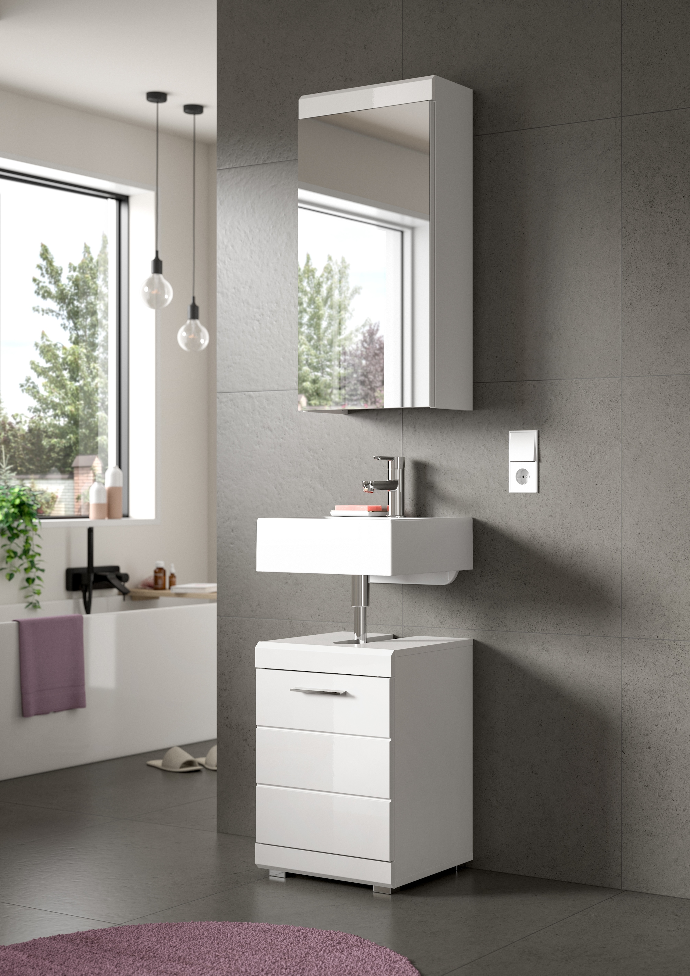 welltime Badezimmerspiegelschrank »SIENA, Breite 40 cm, 1 Spiegeltür, 2 Einlegeböden, 3 Fächer« Badmöbel, Badschrank, Schrank, Bad, Spiegel, Hängespiegel, Badspiegel