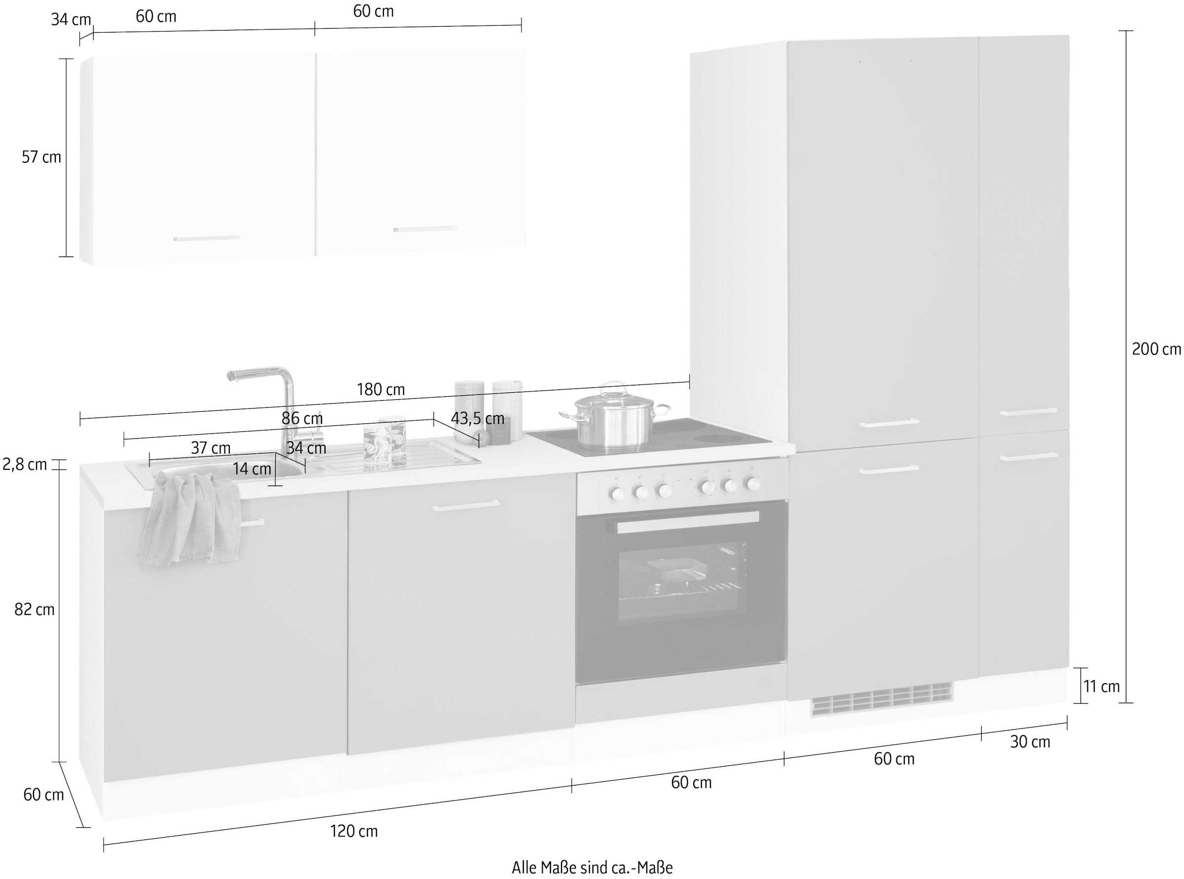 Breite E-Geräte, MÖBEL cm, ohne »Visby«, Kühl/Gefrierkombination OTTO bei 270 HELD bestellen Küchenzeile für