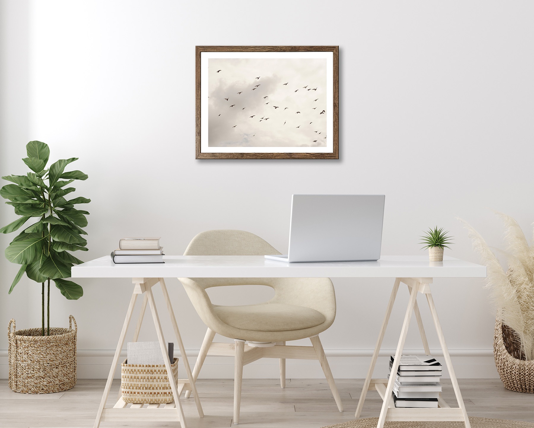 Bönninghoff Bild mit Rahmen »Wandbild gerahmt VÖGEL AM HIMMEL 40x50 cm – Wanddeko Natur Minimal« Himmel | Landschaft | Natur | Vogelbilder | Vögel 1 Stk. tlg. mit dekorativem Rahmen