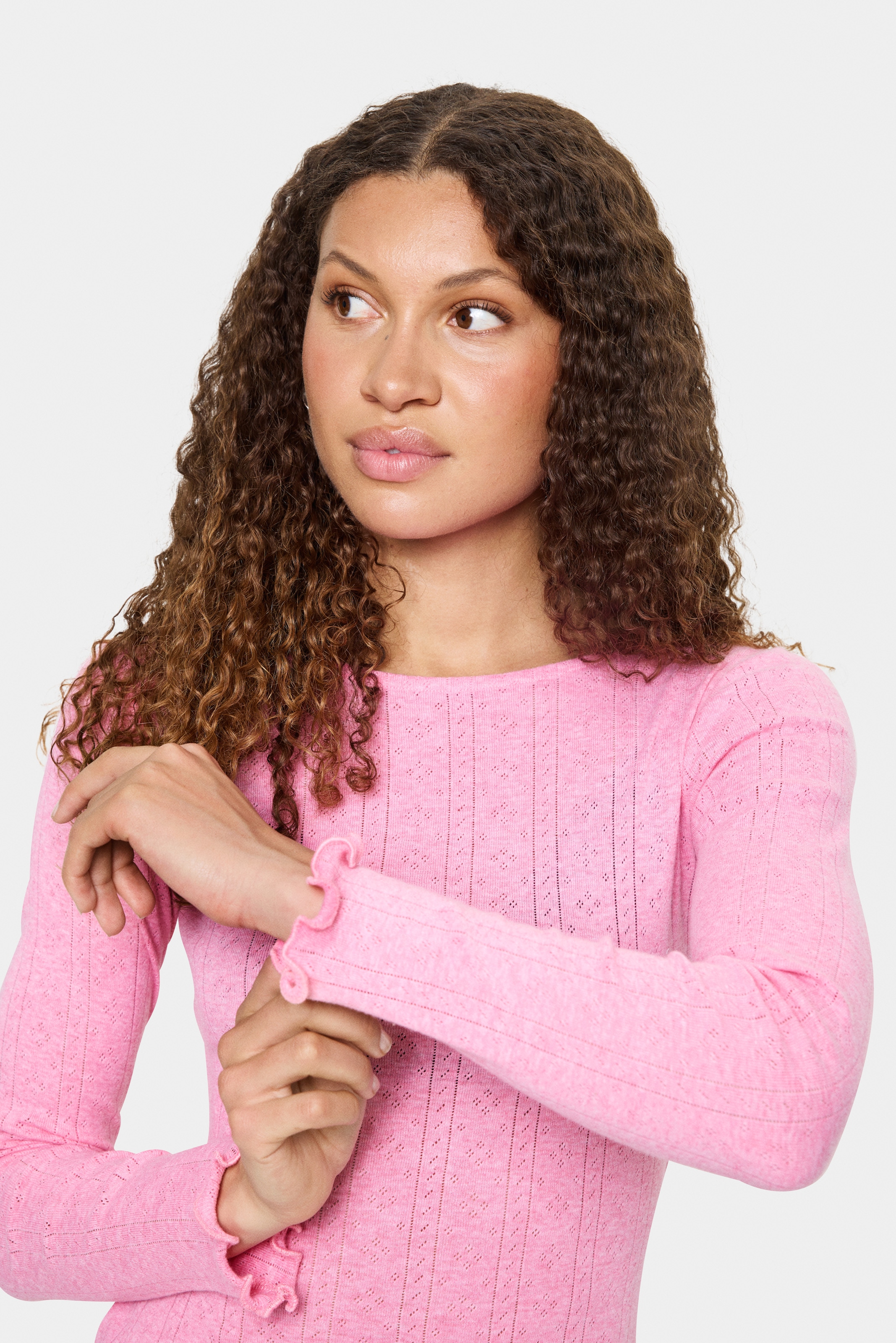 Saint Tropez Langarmshirt »GruSZ Blouse«, gewellter Saum