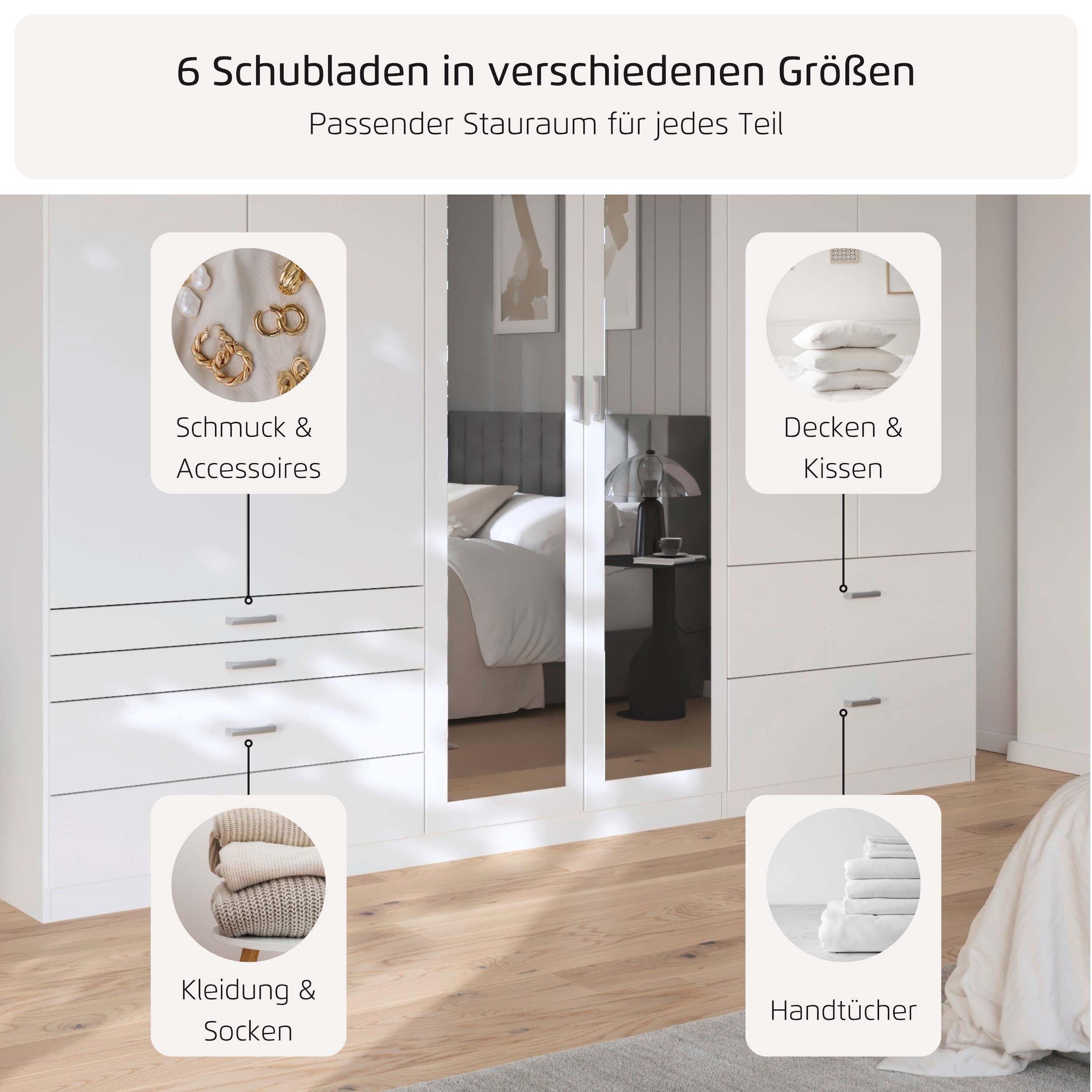 rauch Kleiderschrank »Kleiderschrank Schrank Garderobe Wäscheschrank WILDBERG« Breiten 226/271 cm, Höhen 210/229 cm,  mit 6 Schubladen, obere Schublade mit Holz-Einteilung MADE IN GERMANY
