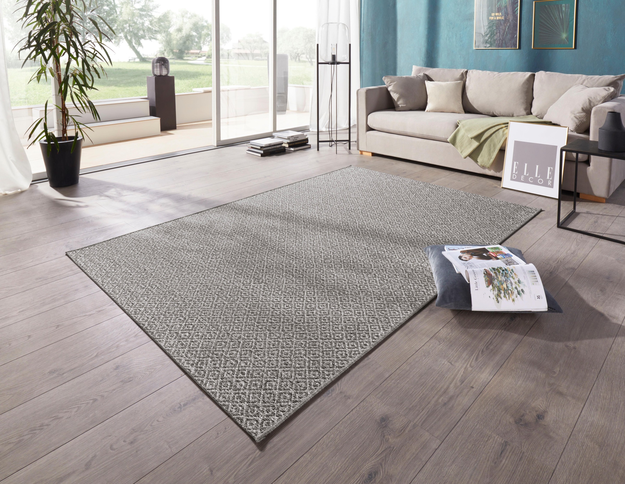 ELLE DECORATION Teppich »Croix«, rechteckig, 6 mm Höhe, Strapazierfähig und pflegeleicht, Flachgewebe