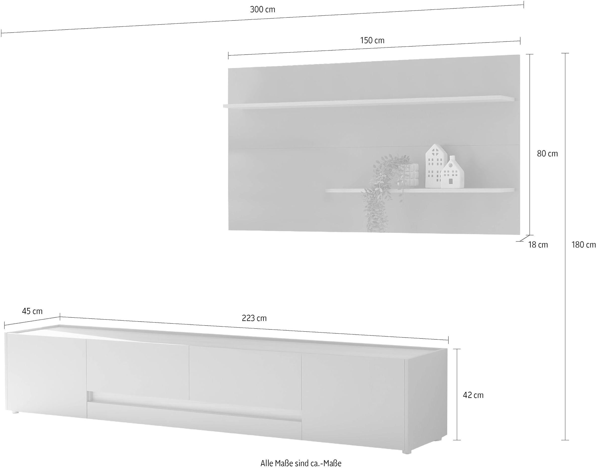 INOSIGN Wohnwand »City/Giron, moderne Anbauwand, Komplettset in vielen Farben verfügbar« Set, 2 Stk. tlg. enthält ein Lowboard & ein Wandboard