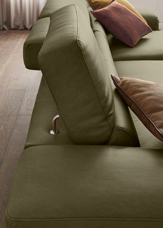 W.SCHILLIG Ecksofa »piedroo, Designsofa mit tollem Sitzkomfort, elegant und bequem, L-Form«, Kopfteilverstellung, wahlweise mit Sitztiefenverstellung, Breite 303cm