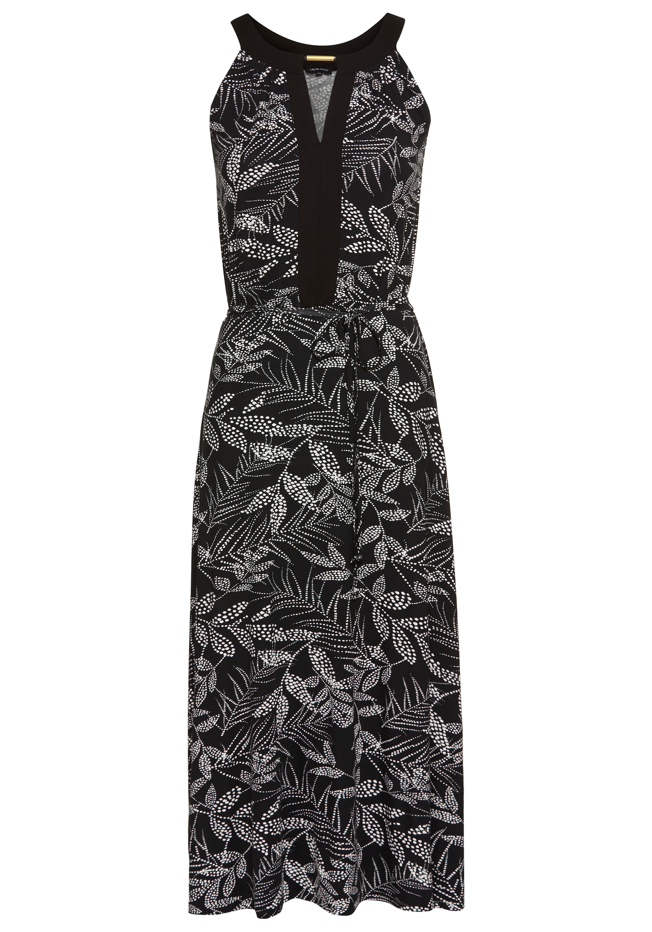Laura Scott Midikleid, Rundhalsausschnitt mit Kontrasteinsatz - NEUE KOLLEKTION