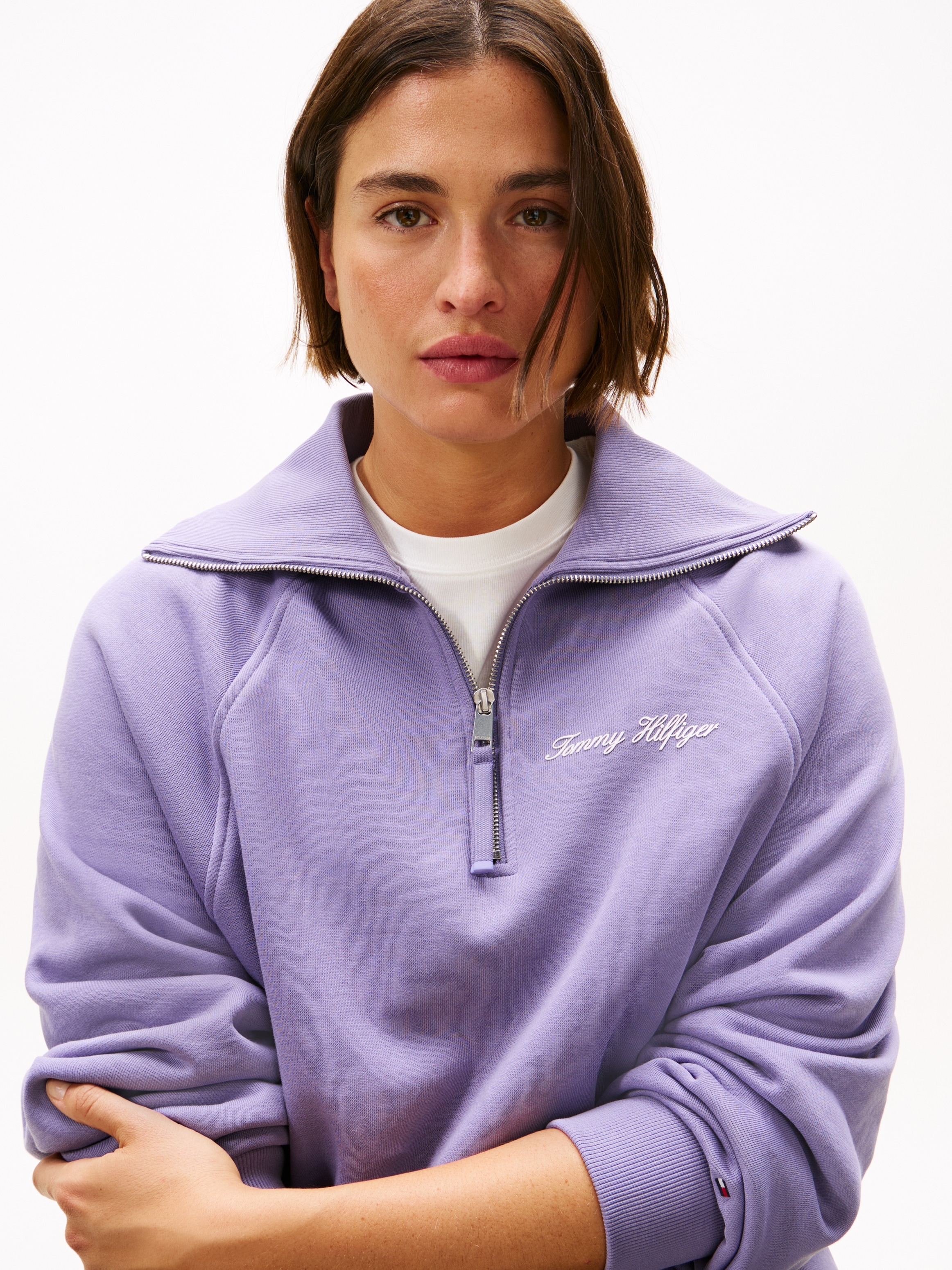 Tommy Hilfiger Curve Sweatshirt »CRV CLASSIC SCRIPT FLEECE 1/2ZIP«, in großen Größen