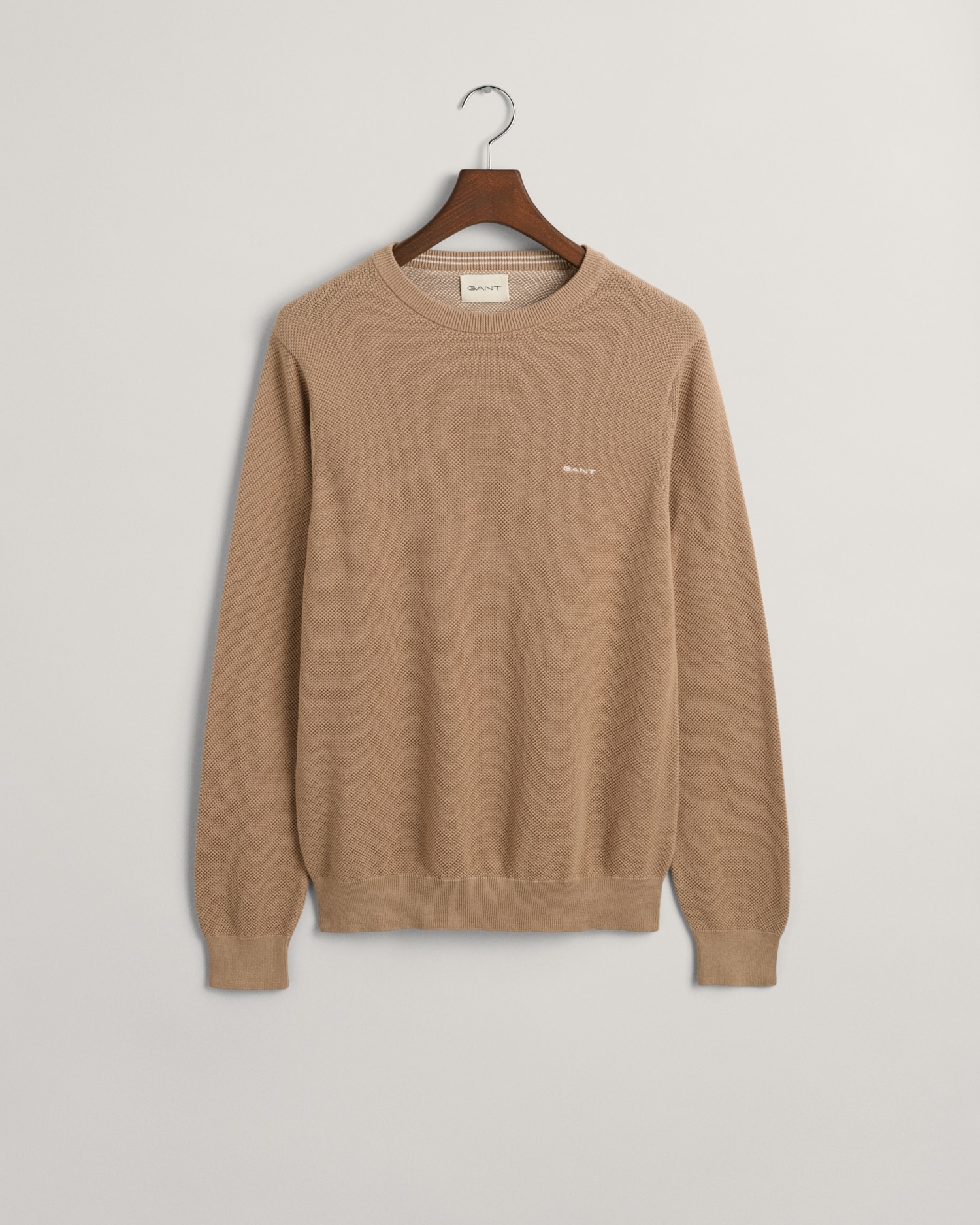 Gant Rundhalspullover »COTTON PIQUE C-NECK«, mit Logostickerei auf der Brust