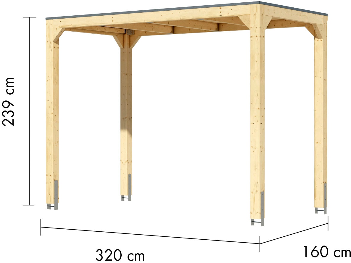 Karibu Pavillon »Gordon« BxTxH: 320x160x239 cm, ohne Seitenteile und Rückwand