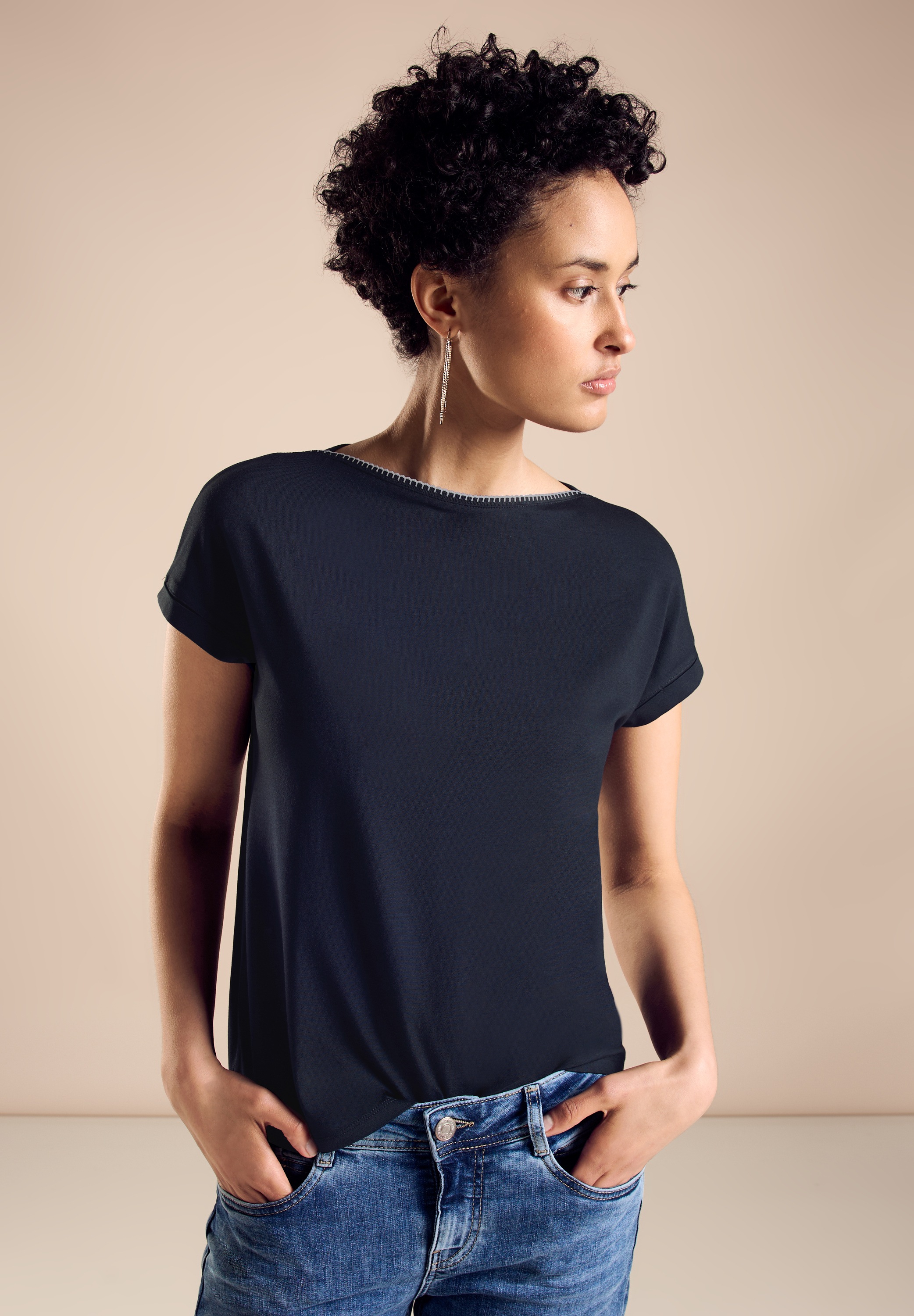 STREET ONE Shirttop, mit Paspelband