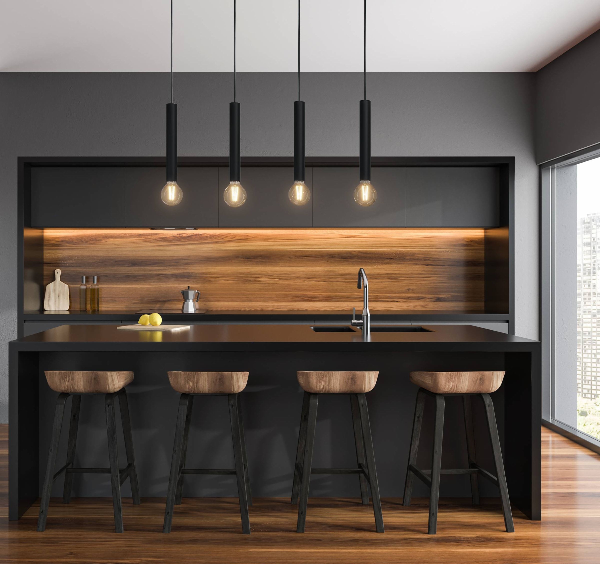 EGLO Hängeleuchte »Cortenova Pendelleuchte, Industrial, Esstischlampe, Hängelampe, E27« E27 1 Stk. Hängeleuchte - L84 x B6 x H110 cm - schwarz - 4X60W exkl.