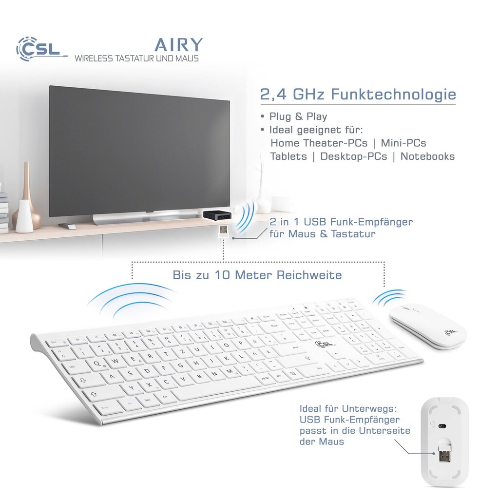 CSL Tastatur- und Maus-Set »AIRY«