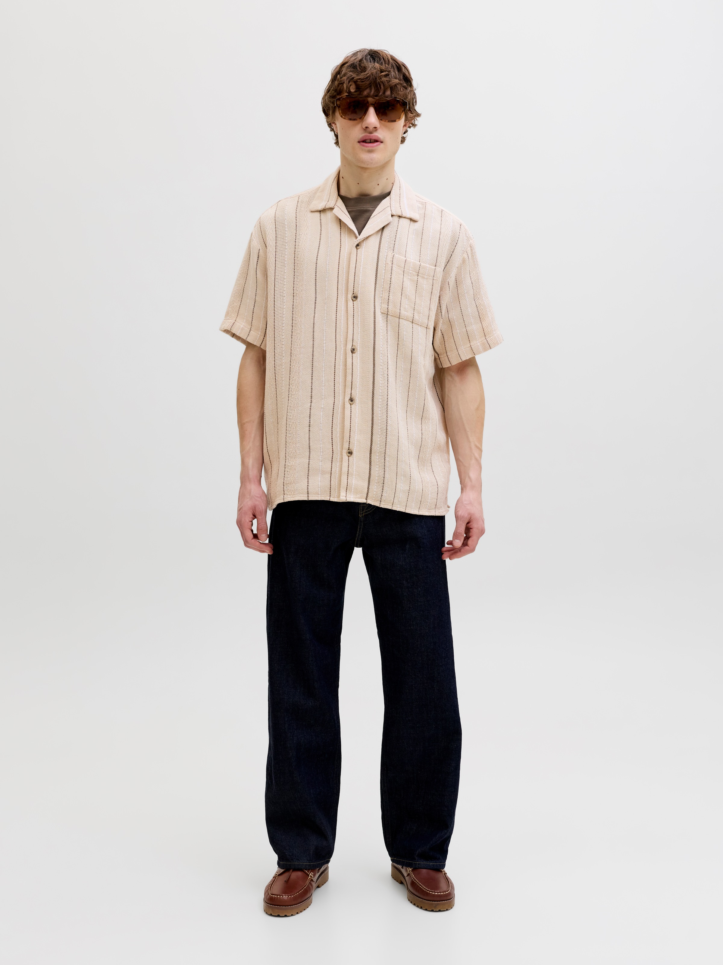 Jack & Jones Kurzarmhemd »JJEBRADLEY STRIPED RESORT SHIRT SS LN« Baumwolle, loose fit