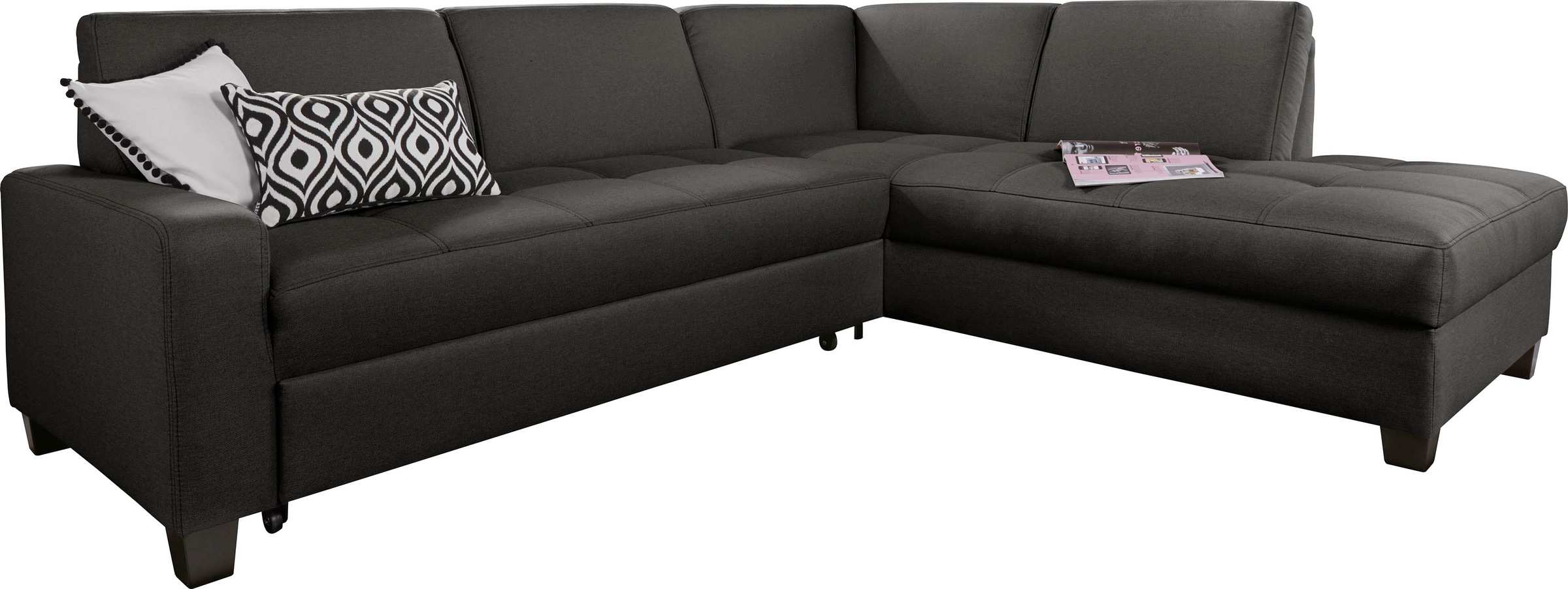 DOMO collection Ecksofa »Florentina zeitlos und elegant, Sitznähte als Designelement, L-Form«, wahlweise mit Bettfunktion, mit Kontrastnaht, Komfortsitzhöhe 47cm