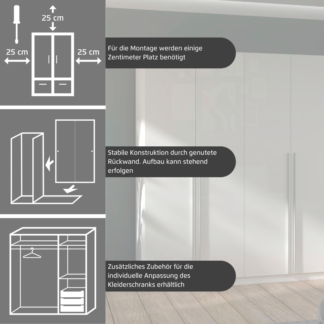 rauch Kleiderschrank »Schrank Drehtürenschrank Ankleide Garderobe Schlafzimmerschrank LORCA« Breiten: 181/271 cm, Höhe: 210 cm,  mit langen Griffstangen, elegante Hochglanz-Front MADE IN GERMANY