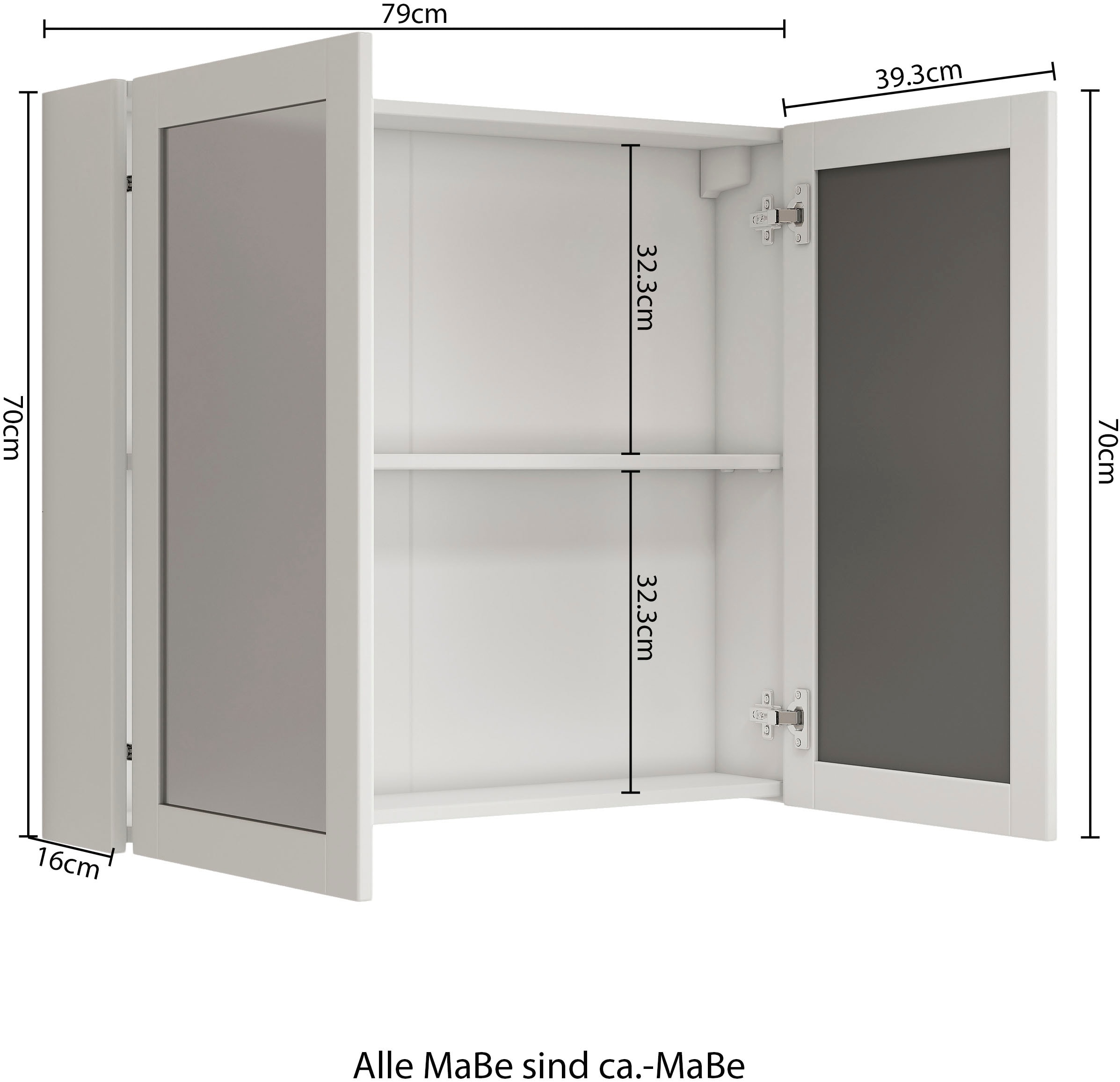 welltime Spiegelschrank »AMSTERDAM« platzsparender Spiegelschrank mit individuell verstellbarem Regalboden