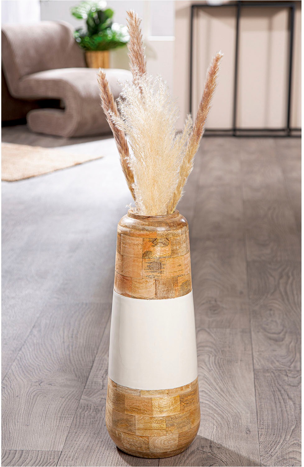 GILDE Bodenvase »Vase Naturelle naturfarben-weiß«, (1 St.)