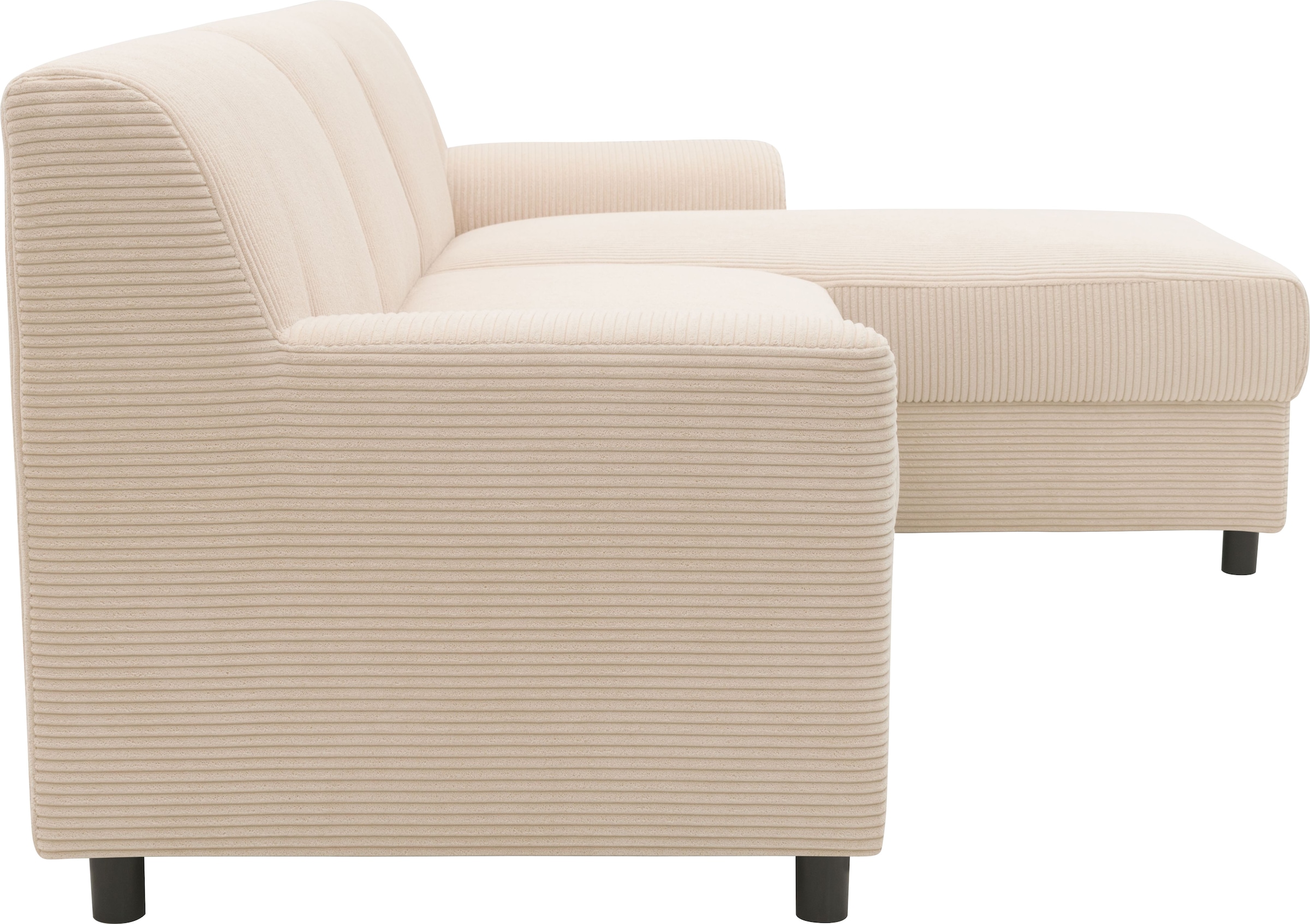 DOMO collection Ecksofa »Turah 2, L-Form, in Cord u. wasserabweisender Microfaser, Federkern«, B/T/H: 241/146/79 cm, incl. Zierkissen, wahlweise mit Bettfunktion