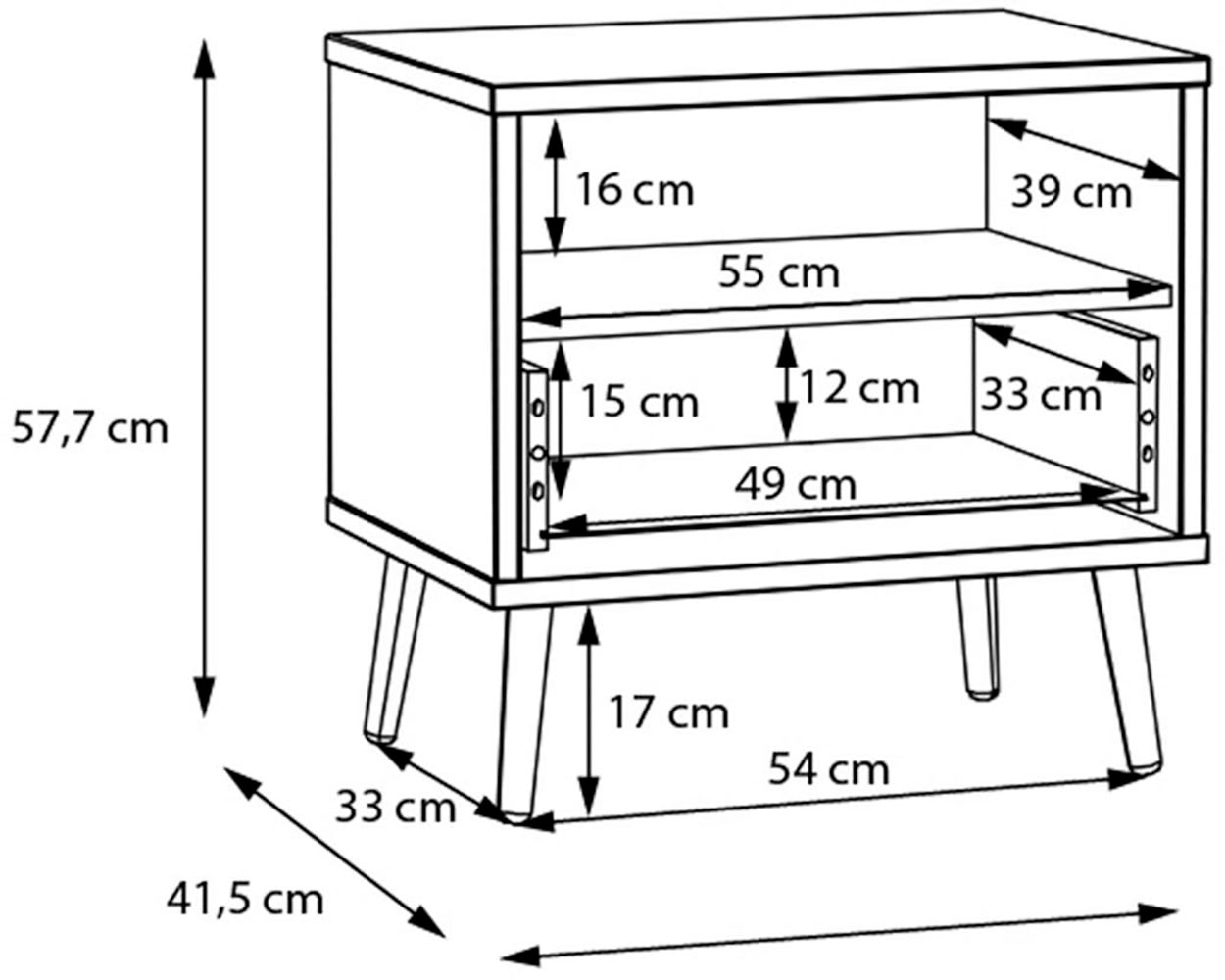 FORTE Nachtkommode »Harllson EasyKlix by Forte«, Montage von Korpus ohne Werkzeug oder Schrauben