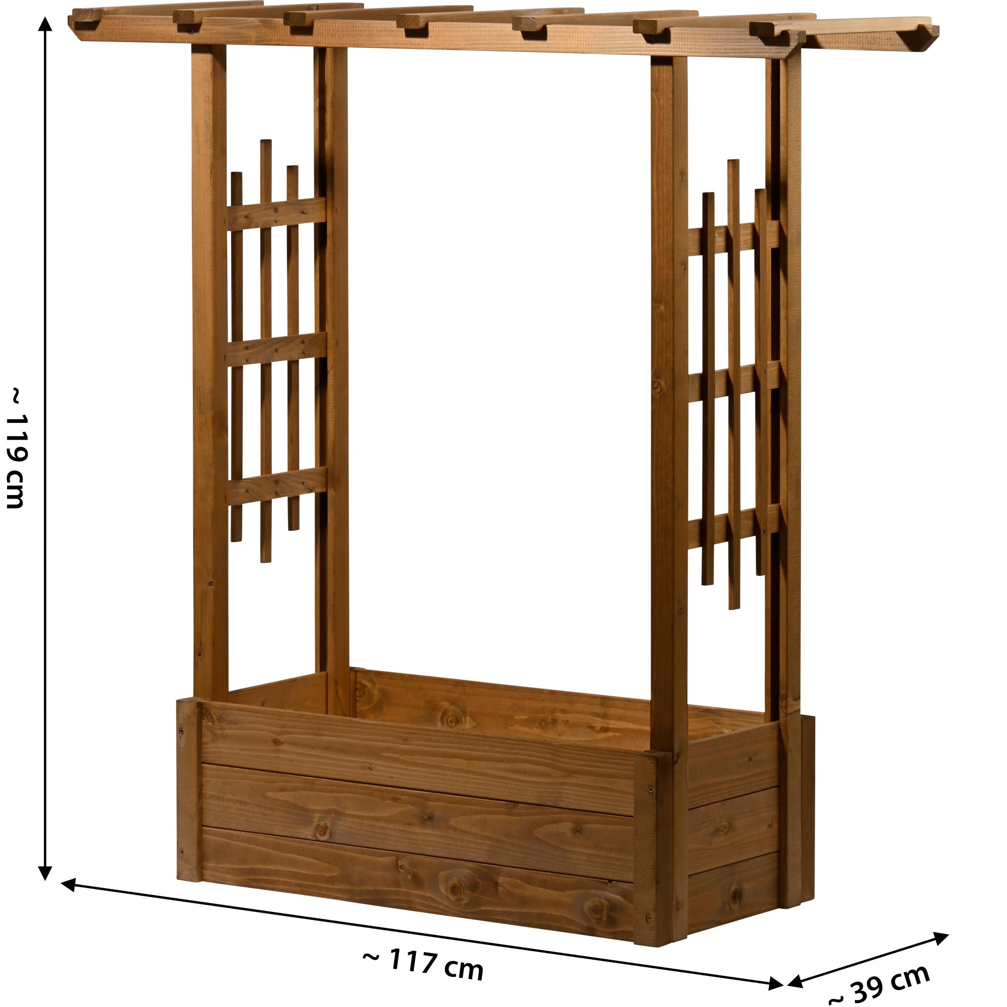 dobar Hochbeet »Pflanzkasten "Pergola" aus Holz, Braun« Der Rankkasten ist ca. 117 x 39 x 119 cm (LxBxH) groß und ca. 9,86 kg