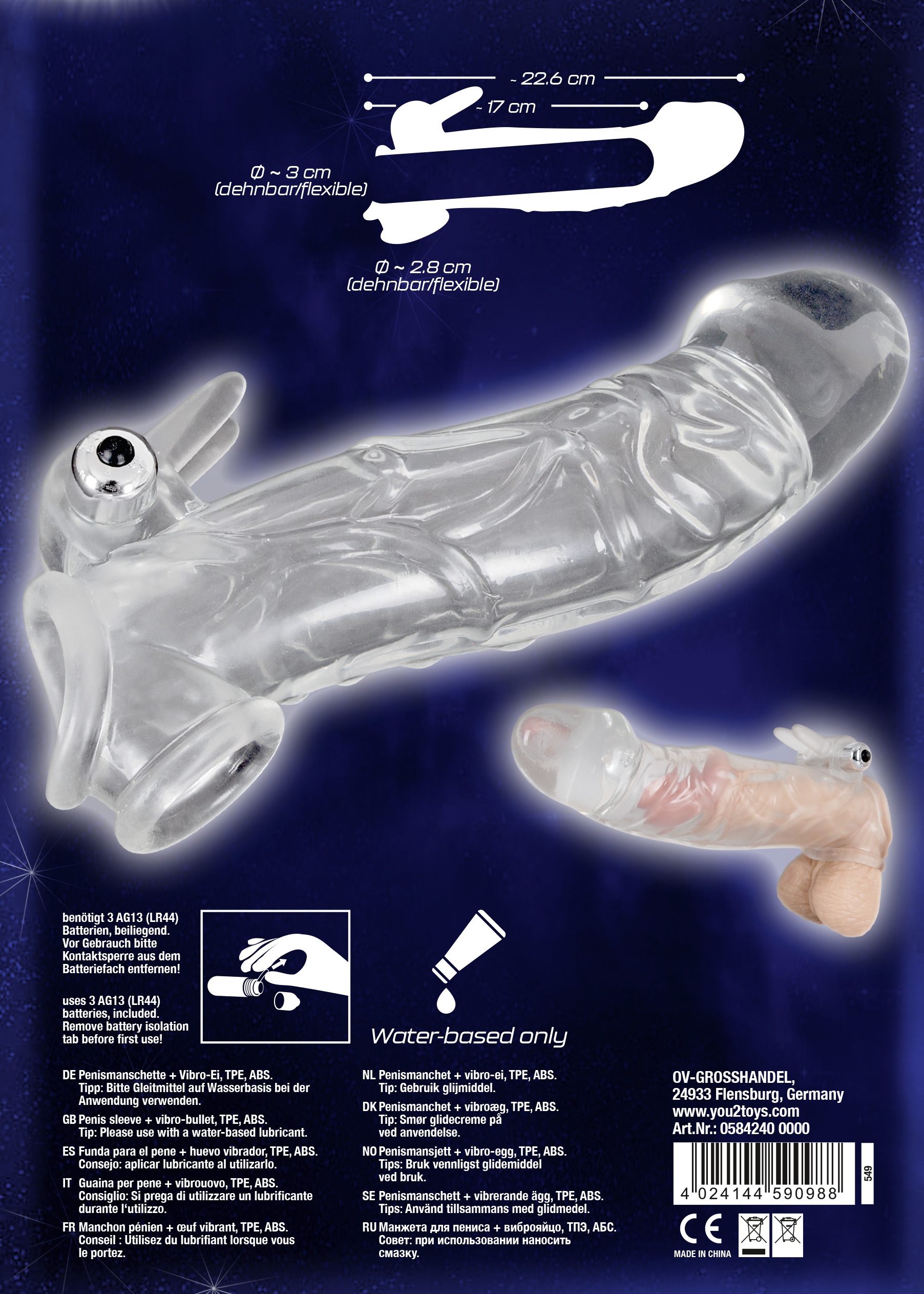 Crystal Clear Penishülle »Penissleeve Penis sleeve with extension and vibration«