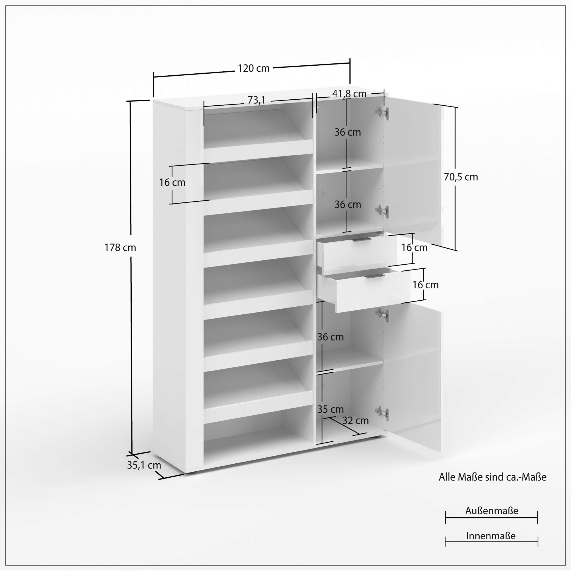 INOSIGN Schuhschrank »BOOST, Schuhschrank,Schuhregal, Breite 120 cm, LED optional bestellbar« 1 Stk. tlg.