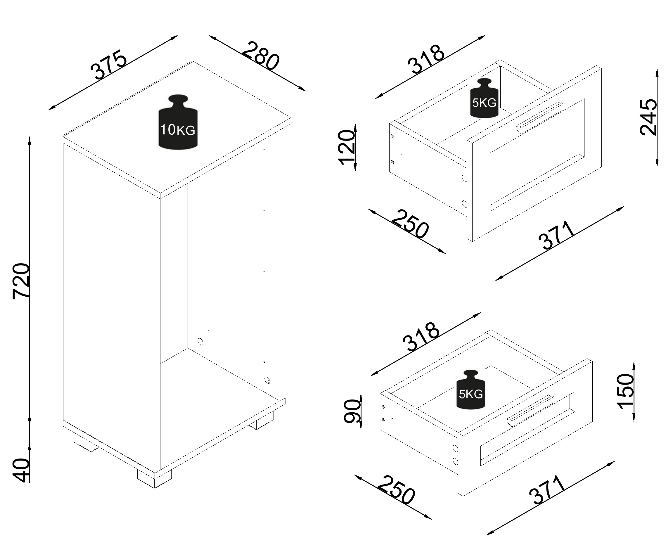 VCM Midischrank »Midischrank Schubladen Nilari 76 x 38 x 28 cm« 1 Stk. tlg.