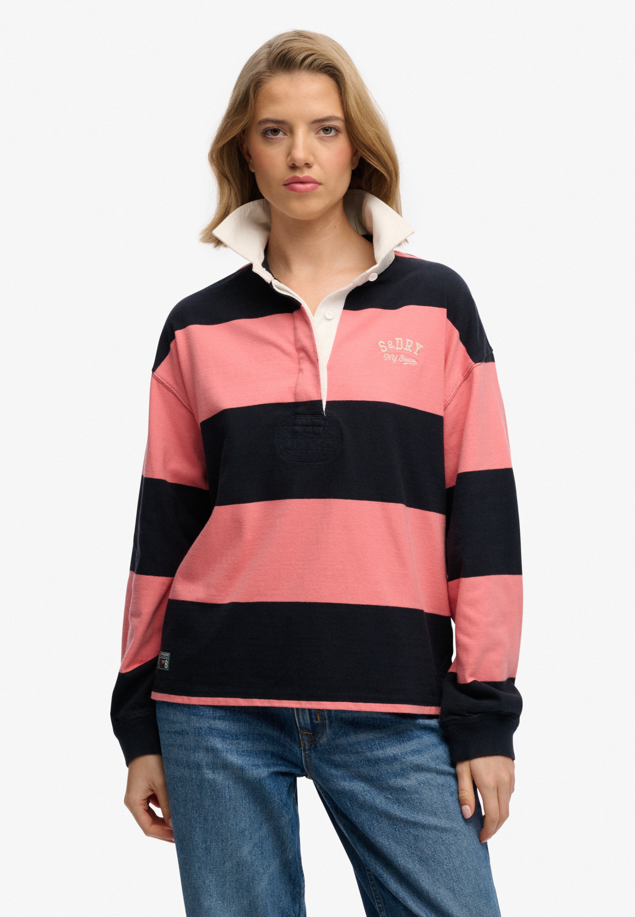 Superdry Langarm-Poloshirt »HERITAGE STRIPE RUGBY TOP«