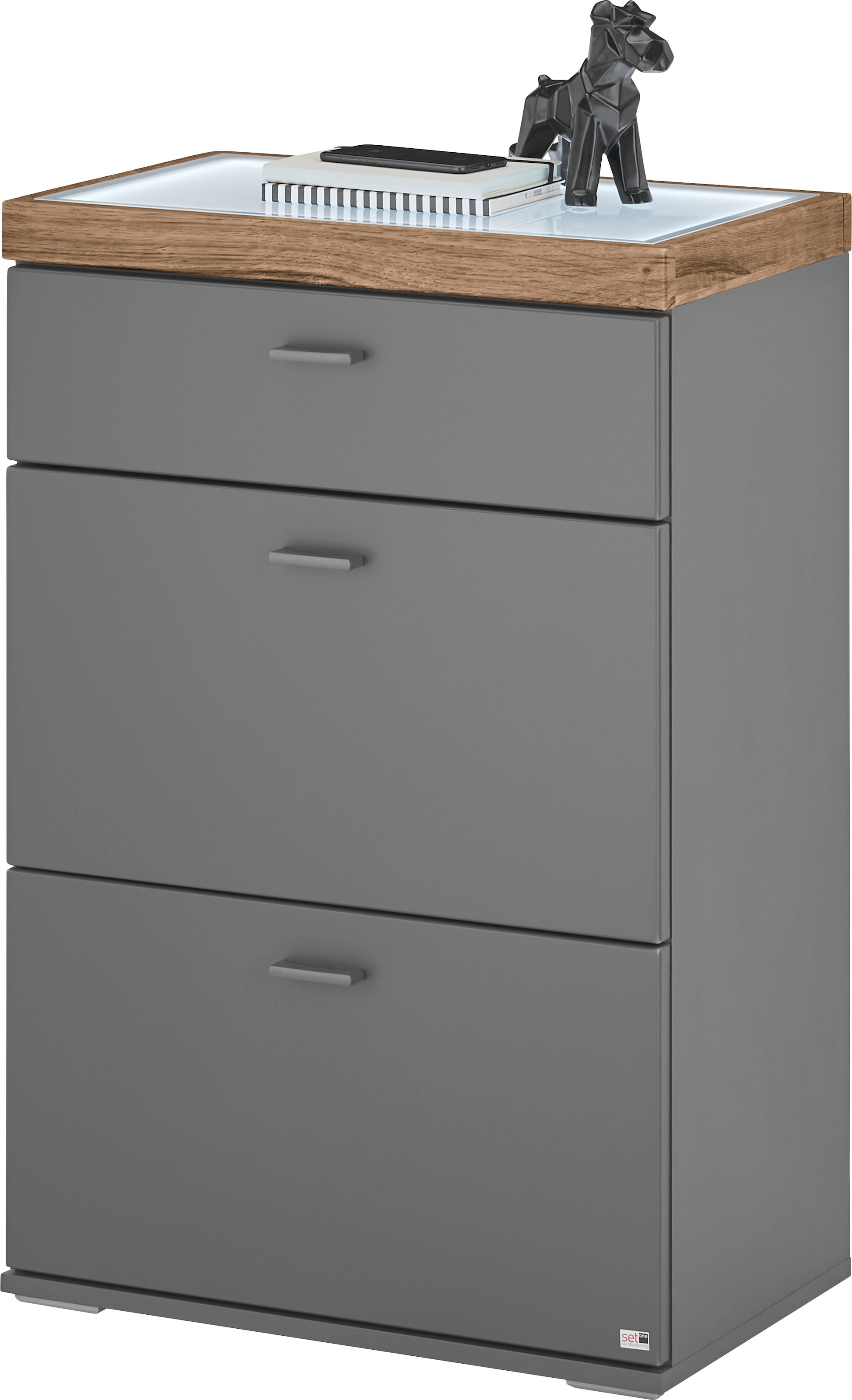 set one by Musterring Sideboard »Lancaster Dielen«, inklusive LED-Beleuchtung, in 2 Farben erhältlich, B 61 x H 104 cm
