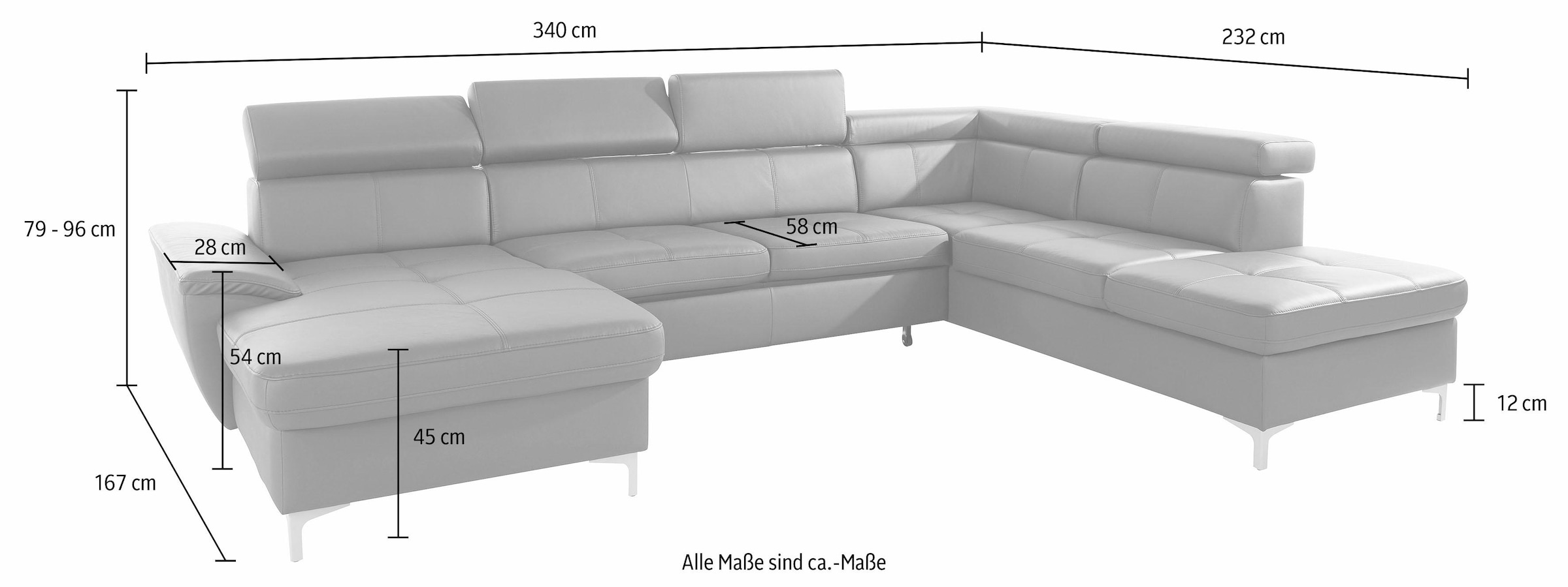 exxpo - sofa fashion Wohnlandschaft »Azzano, U-Form«, wahlweise mit Bettfunktion und Bettkasten