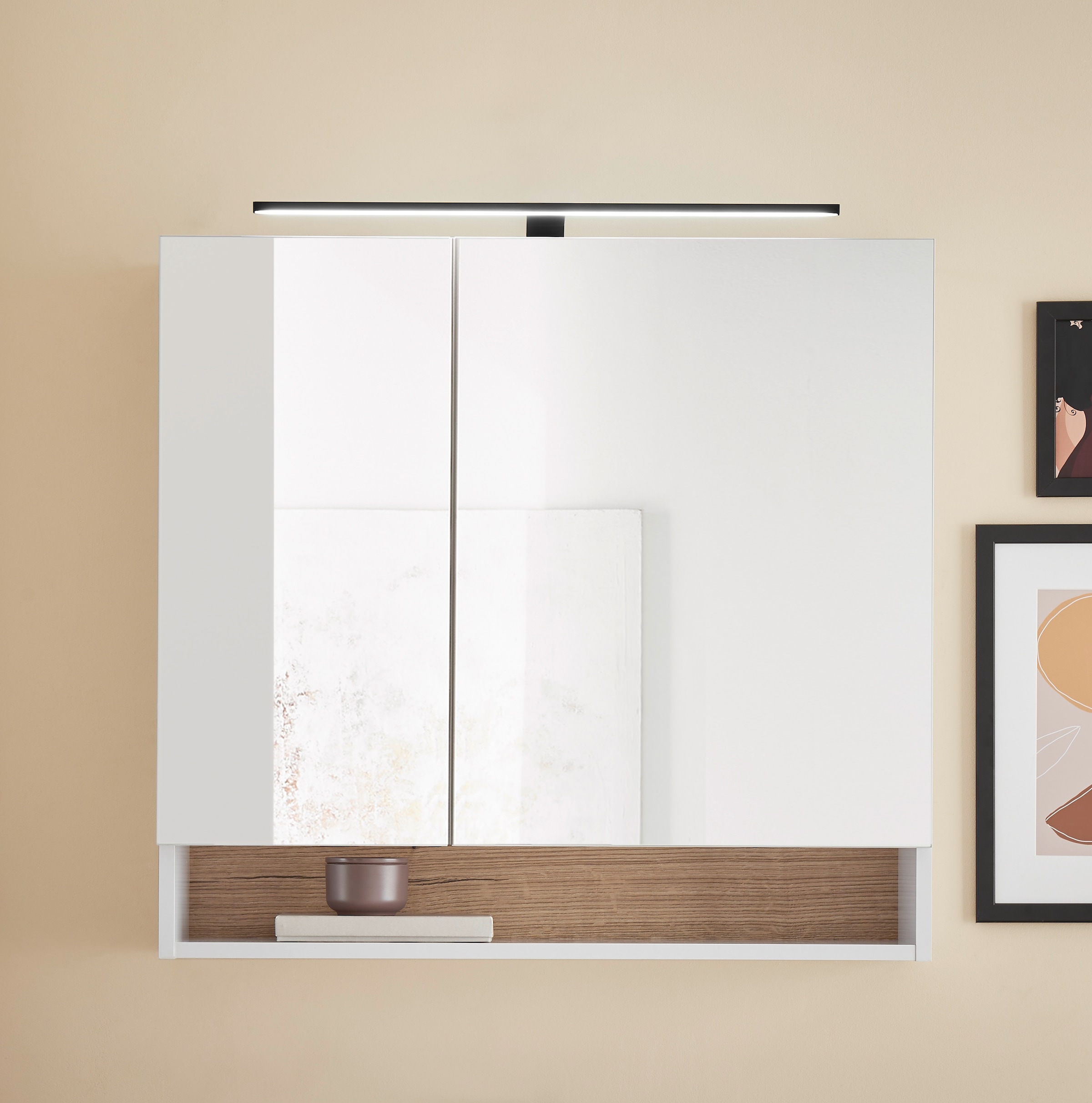 BASIC by Balculina Spiegelschrank »Denver Spiegelschrank, Badezimmerschrank BxHxT 80x75x22« 1 Stk. tlg. Breite 80 cm, Tür L/R montierbar, Softclose