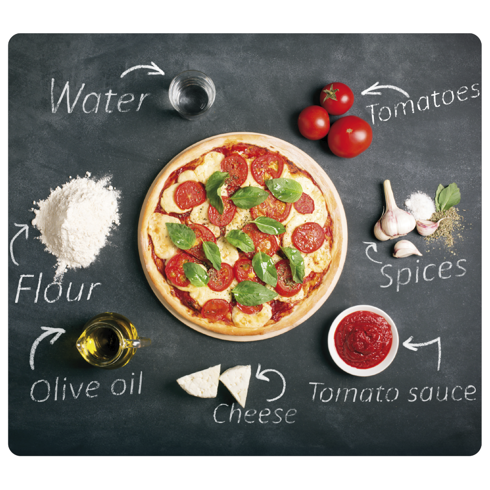 KESPER® Schneide- und Abdeckplatte »Multi-Glasschneideplatte, Pizza, 56x50 cm«, (1 tlg.), vielseitig einsetzbar