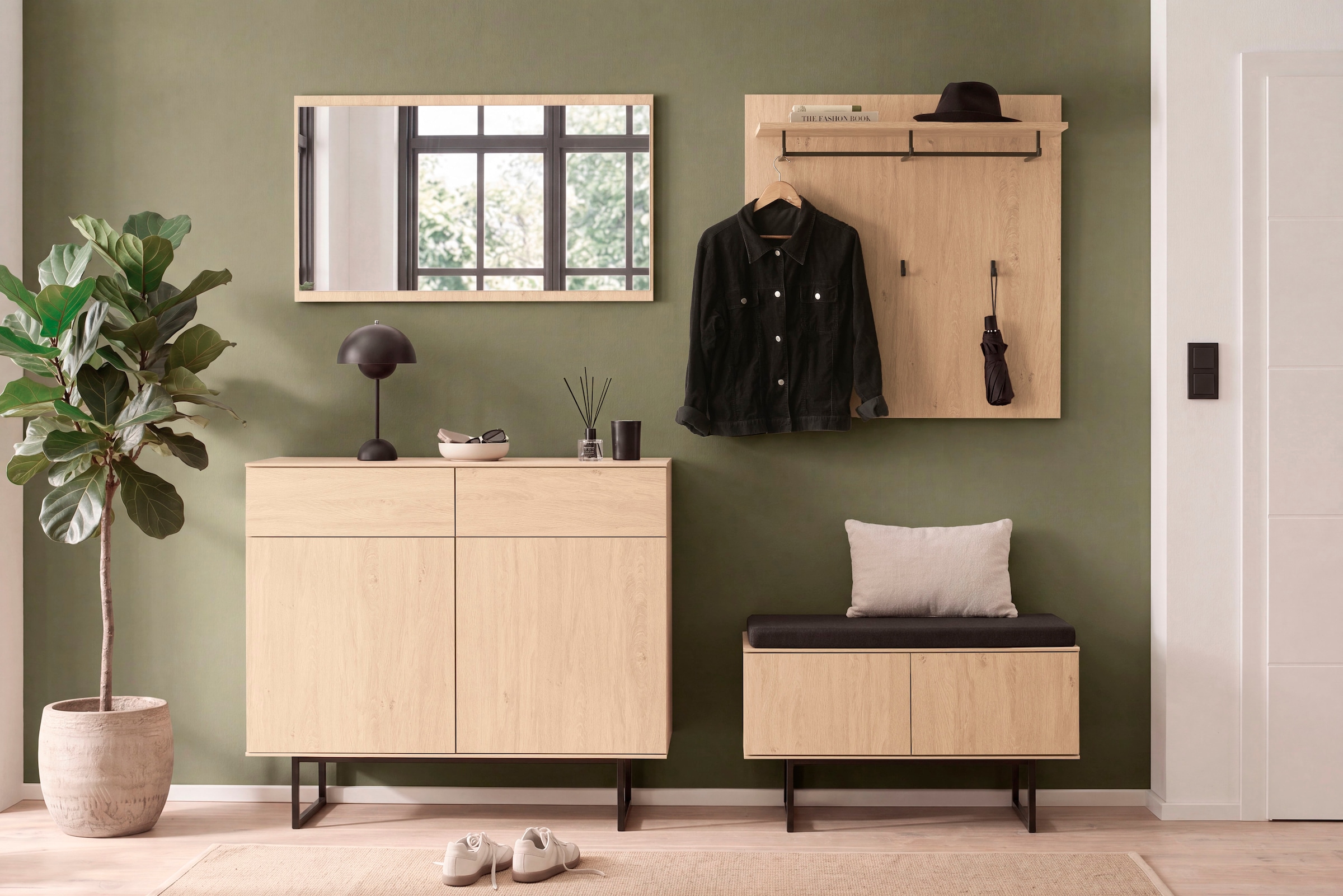 Home affaire Garderobenspiegel »Lund, Spiegel in Stone Oak, zeitloses Design« universell einsetzbar, eckig, 105 cm breit