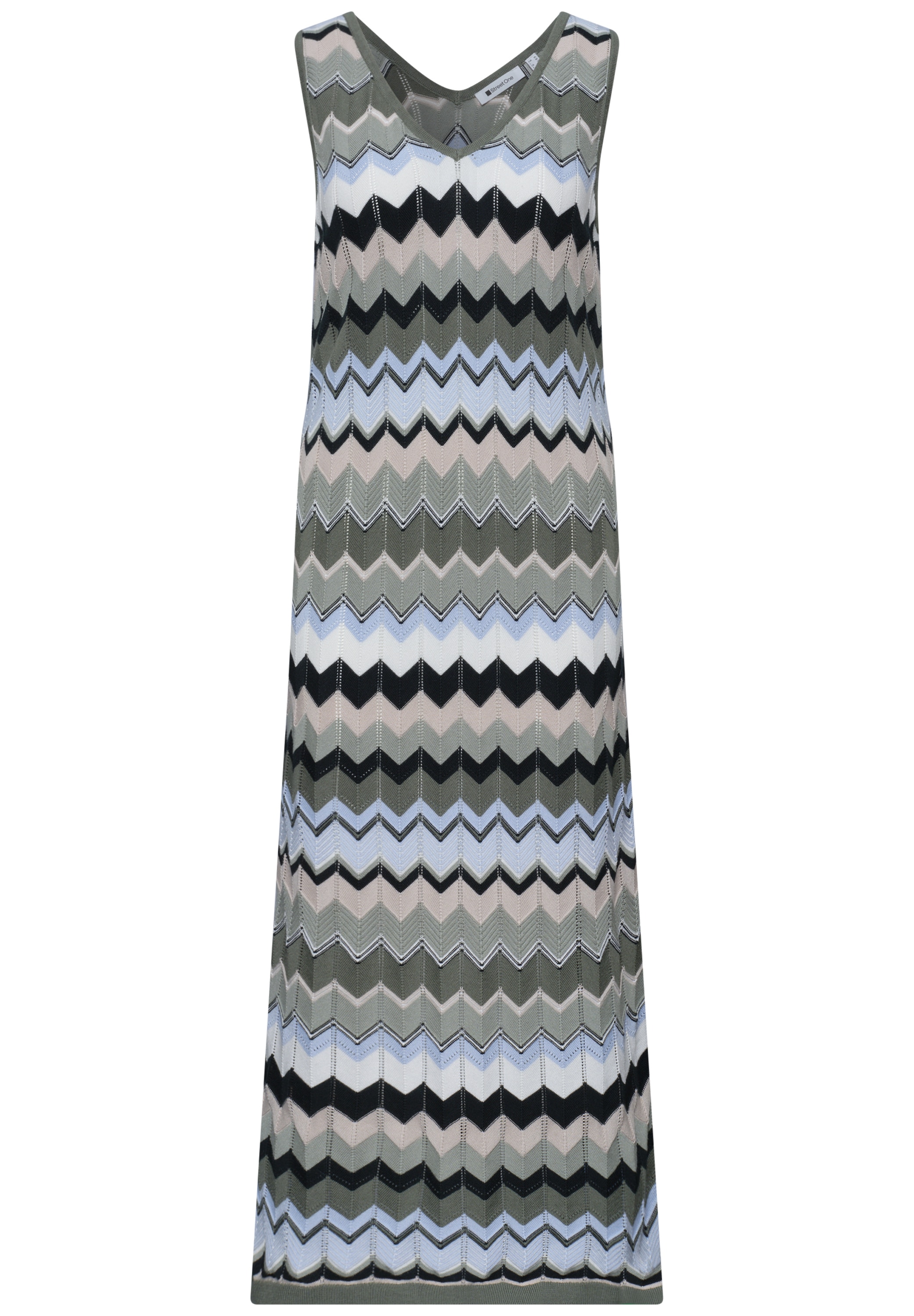 STREET ONE Strickkleid mehrfarbiges Zick-Zack-Muster, ärmellos körpernah geschnitten