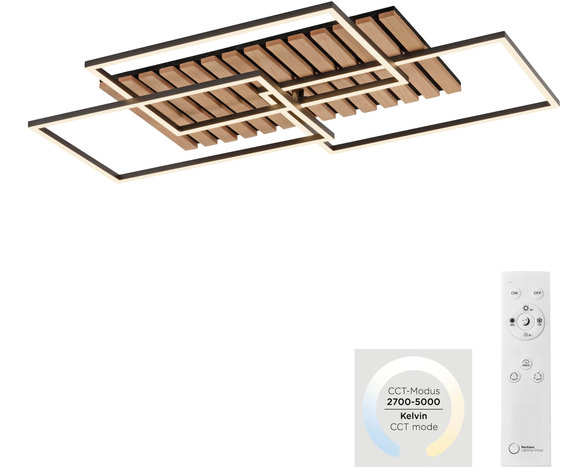 andas Deckenleuchte »Unnestad Akustikpaneele«, 1 flammig, Leuchtmittel LED-Board | LED fest integriert, Frame schwenkbar, Holz, Akustik, Paneele
