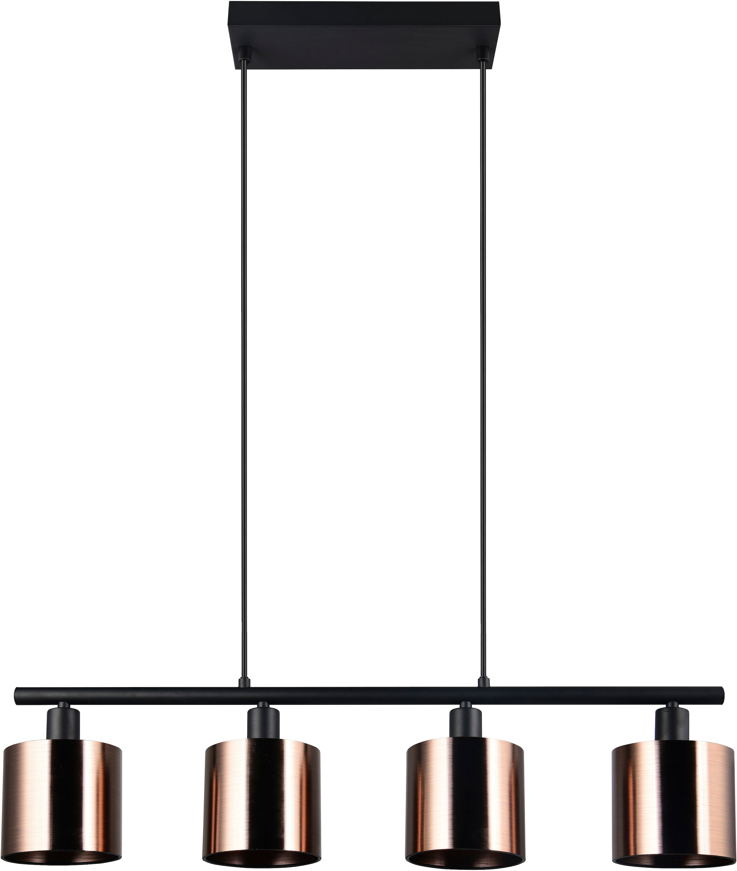 REALITY Leuchten Pendelleuchte »JASON, Hängelampe Esszimmerlampe,  4-flammig, exkl. 4xE14 max 10W« E14 1 Stk. warmweiß - kaltweiß höhenverstellbar max 150cm, mit semi-transparenten Kunststoff-Schirmen