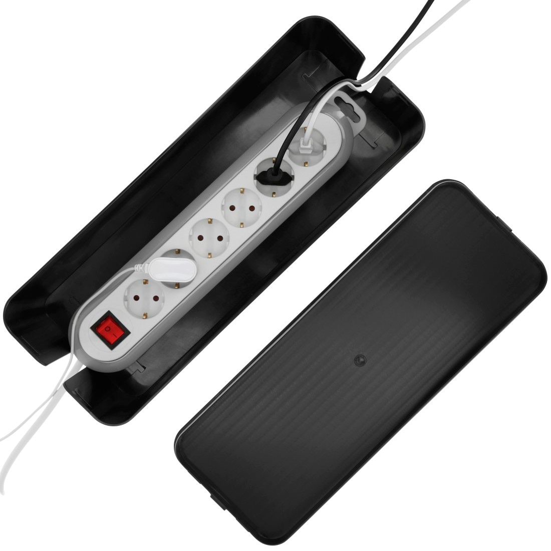 Hama Kabelbox »Kabelbox für Standard 6er Steckdosenleisten, Stecker, Kabel, Ladegerät« 1 Stk. tlg. Schlichtes Design, Schreibtisch, Tisch, große Aufbewahrungsbox