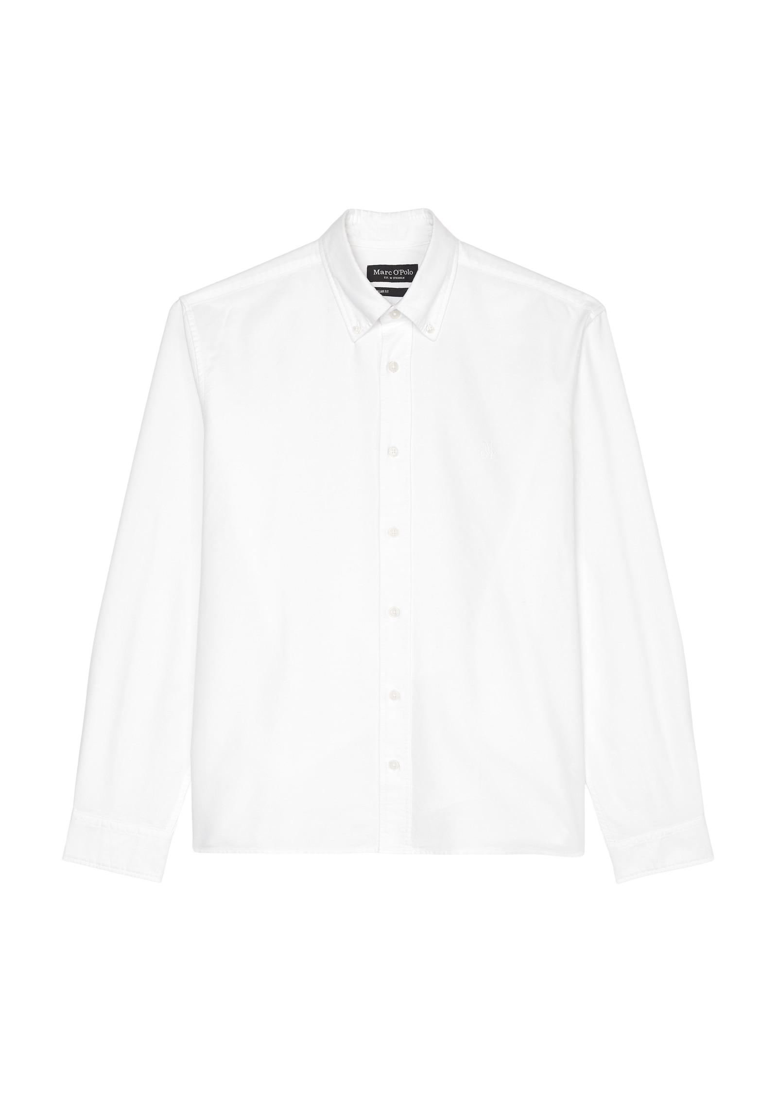 Marc O'Polo Langarmhemd »Button down collar, long sleeves, round hem«, mit dezenter Logostickerei auf der Brust