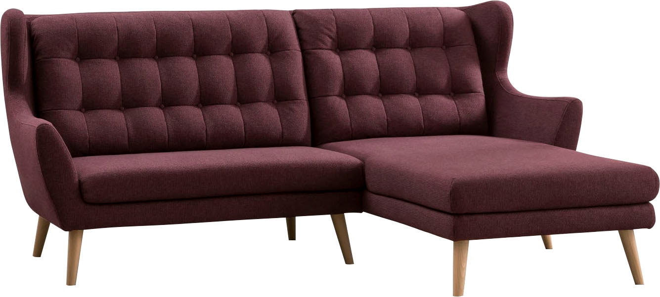 Leonique Ecksofa »Louanne, L-Form«, mit Holzfüßen