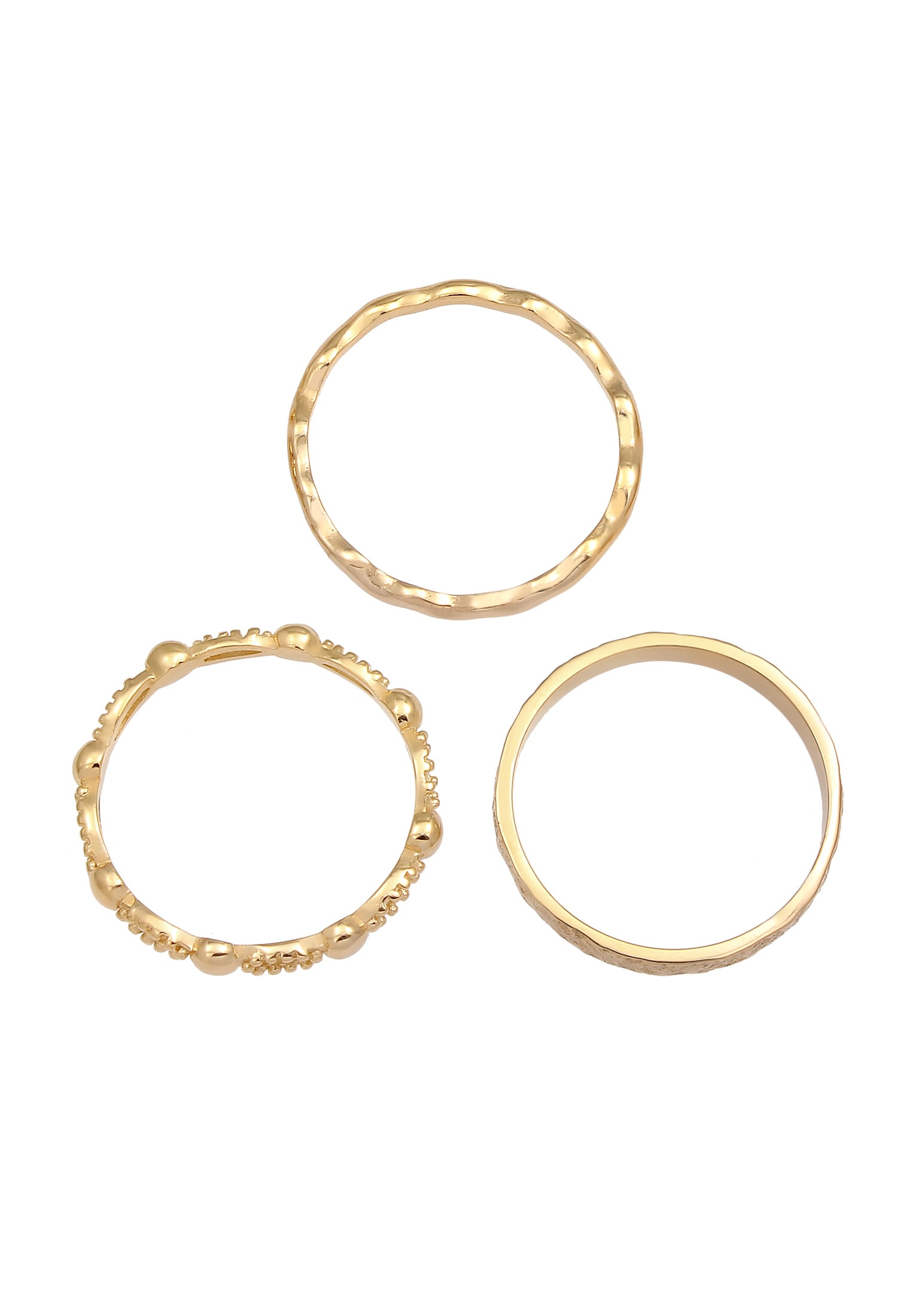 Elli Ring-Set »Ring Stabelringe Gehämmert Wellen (3 tlg.) 925 Silber«