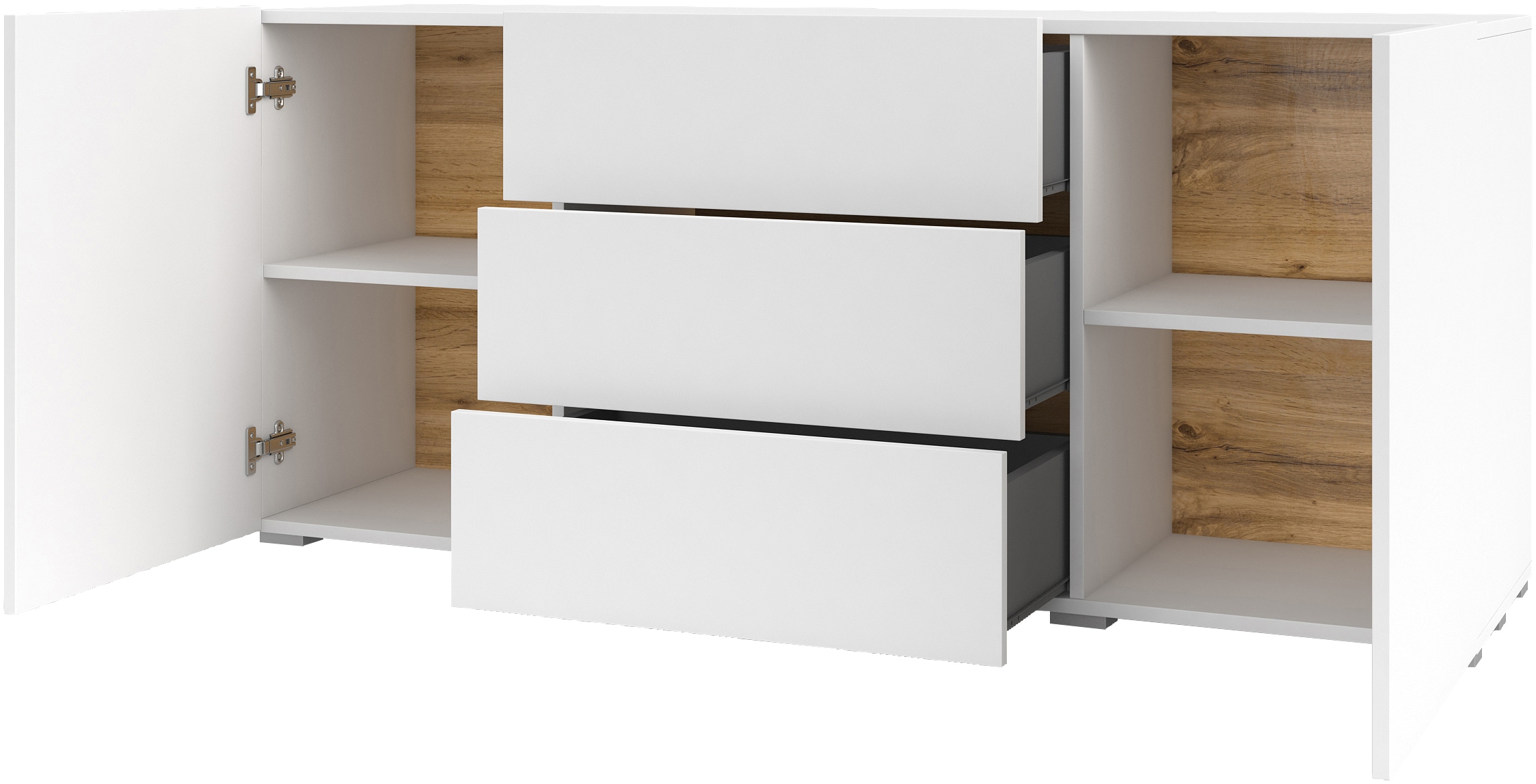 INOSIGN Sideboard »Ava, Breite 140 cm, hängend und stehend montierbar«, moderne grifflose Kommode, Schubladenschrank, 2Türen/3Schubkästen