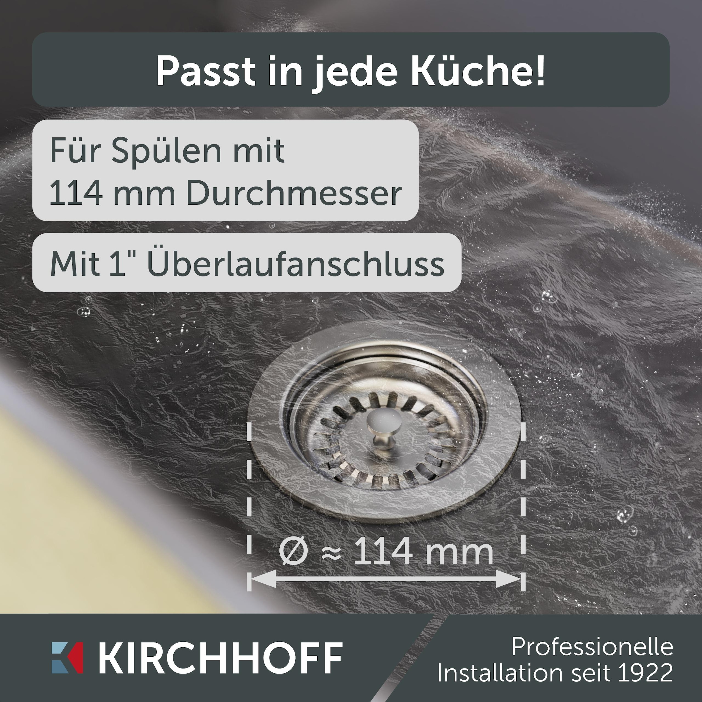 Kirchhoff Siebventil, Korbventil mit Überlaufanschluss+Drehbetätigung, Bowdenzug, Edelstahl