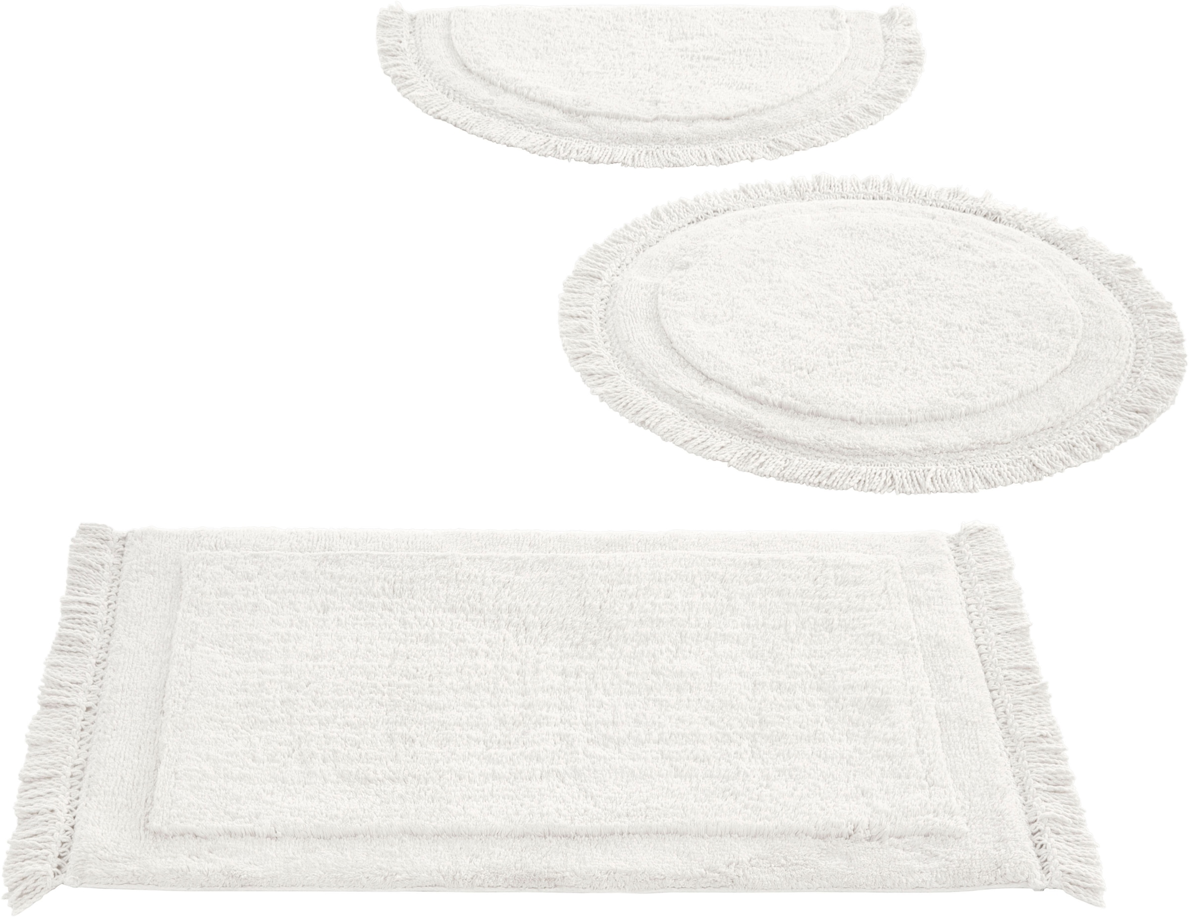 LeGer Home by Lena Gercke Badematte »Tamsin, Badvorleger, Badezimmer Teppich« Höhe 20 mm fußbodenheizungsgeeignet | strapazierfähig mit Fransen, Badteppich, Badematte, Baumwolle