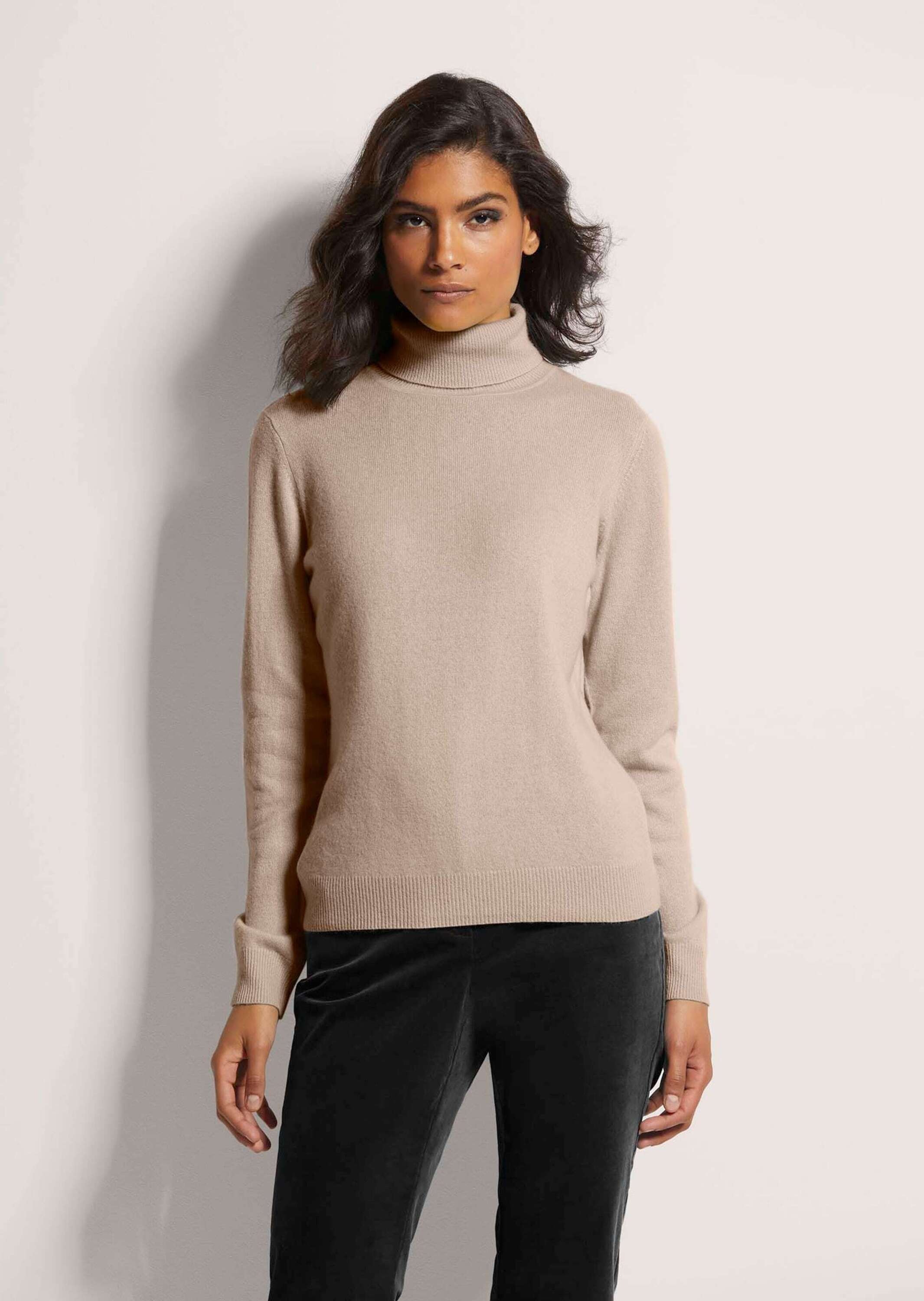MADELEINE Longpullover »Kaschmirpullover Zeitloser Strickpullover mit geripptem Rollkragen«