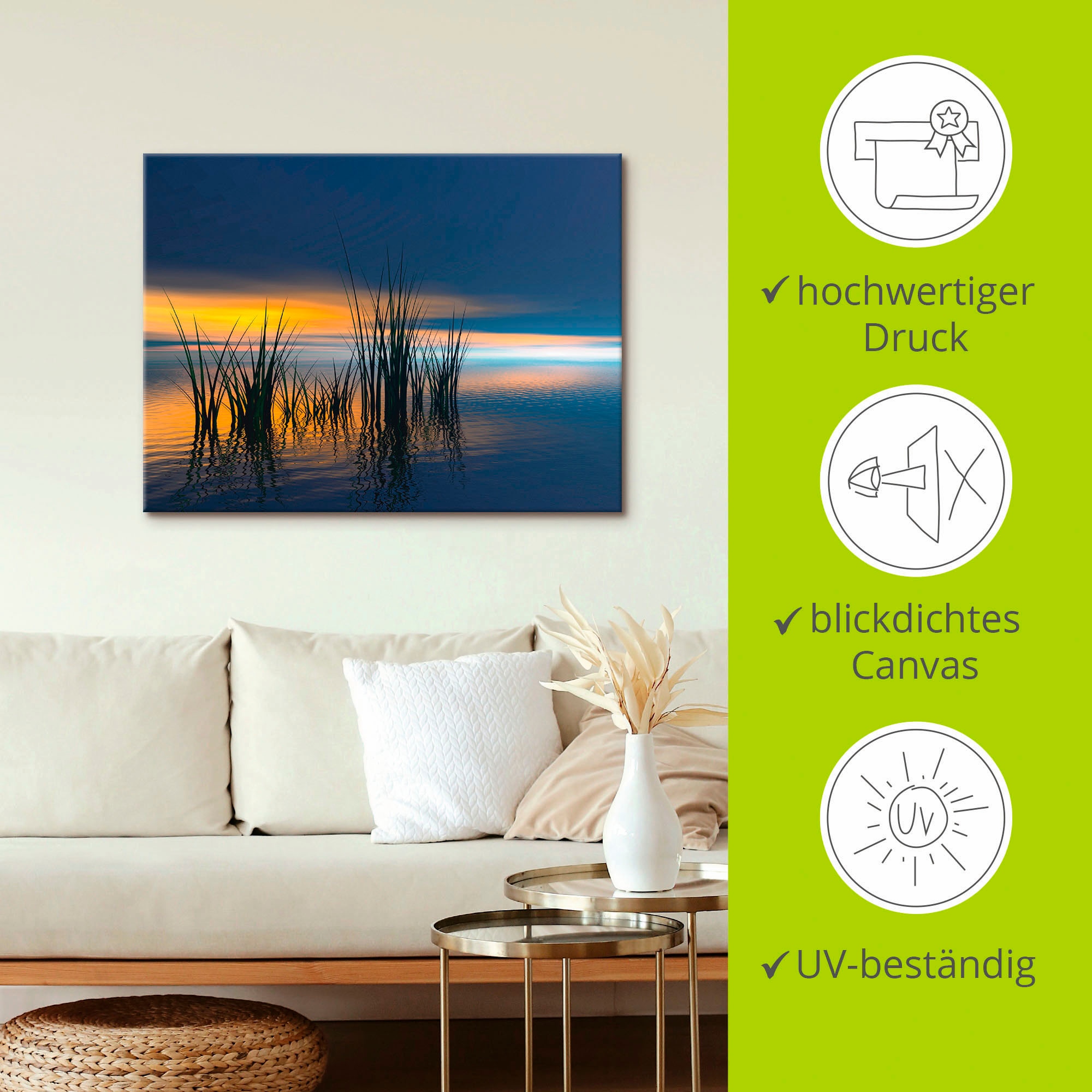 Artland Wandbild »Sonnenuntergang III«, Gewässer, (1 St.), als Leinwandbild, Wandaufkleber in verschied. Größen