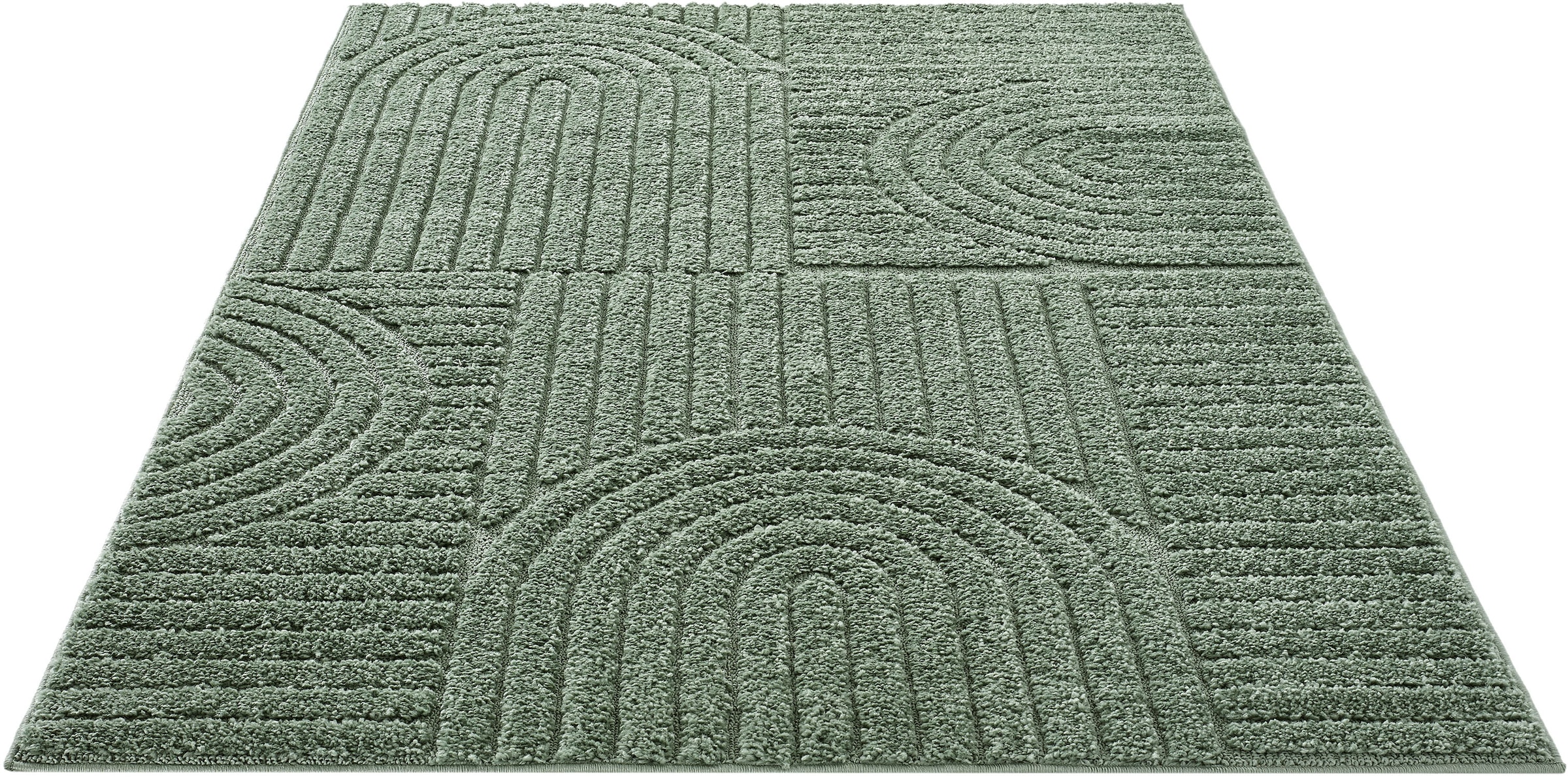 OTTO home Teppich »Jonne, Boho-Design, Scandi, Designteppich« rechteckig 20 mm Höhe Hoch-Tief, 3D Optik, skandinavischer Stil, Wohnzimmer, Schlafzimmer